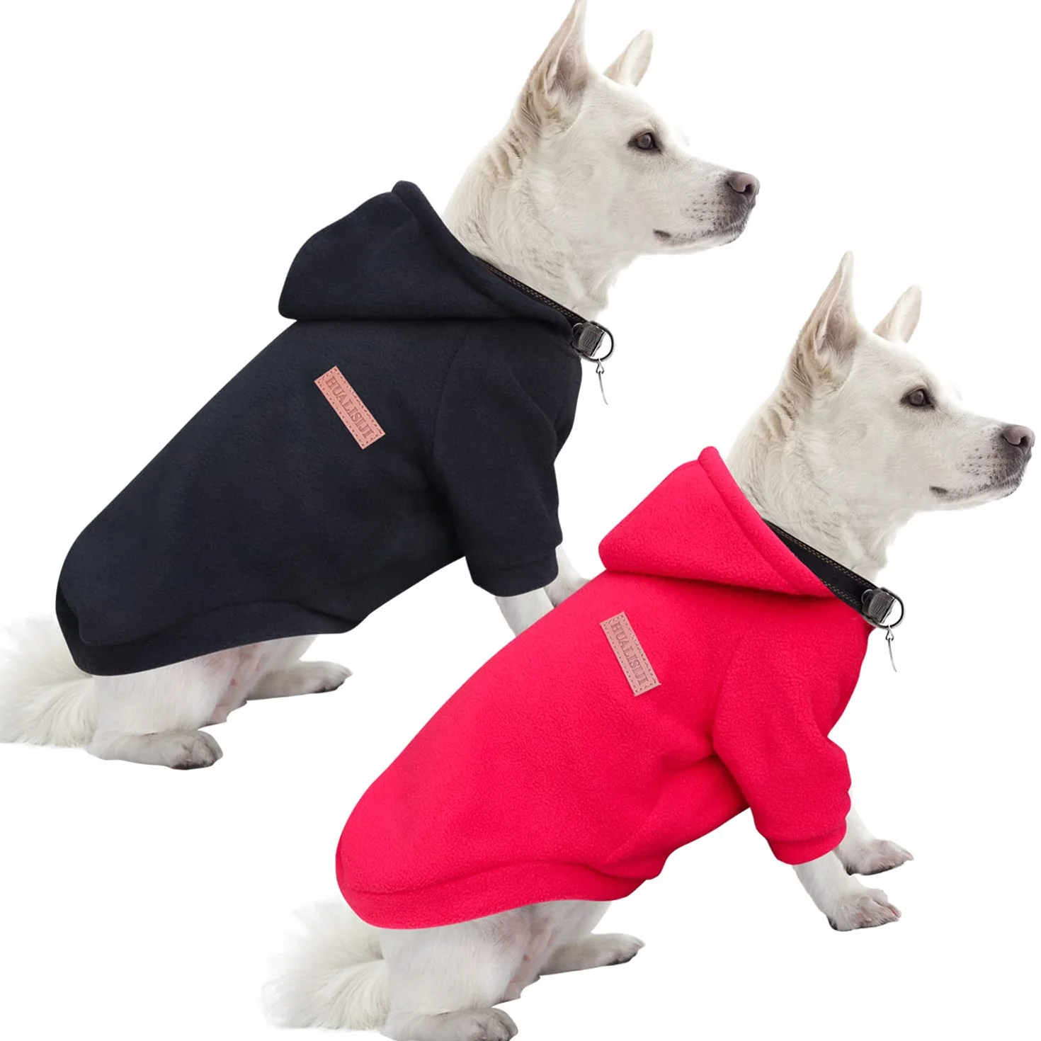 Bluza z kapturem dla psa Chihuahua Sweter polarowy XXL 2 sztuki czarny czerwony