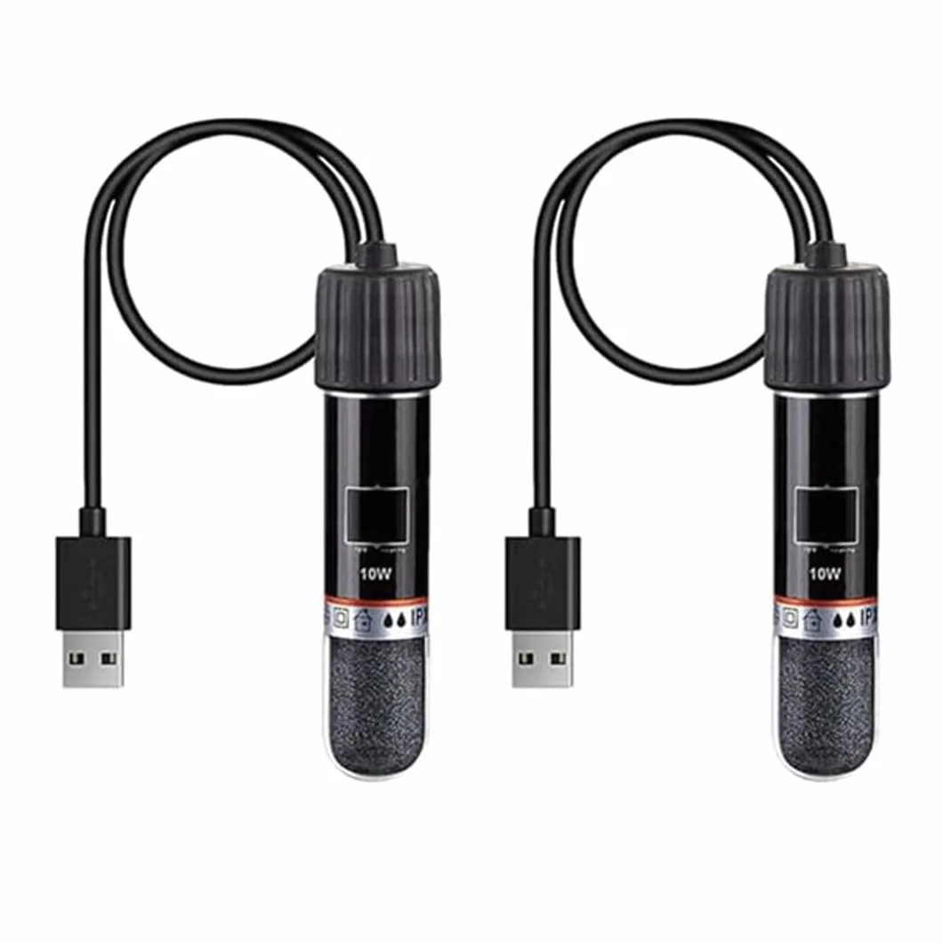 GERUI 2SZT. USB Grzejnik do Akwarium 10 W Mini Grzejka do Akwarium z Termostatem, Termostat Grzejnik do Akwarium dla Żółwi dla Małych Akwariów na Słodką i Słoną Wodę