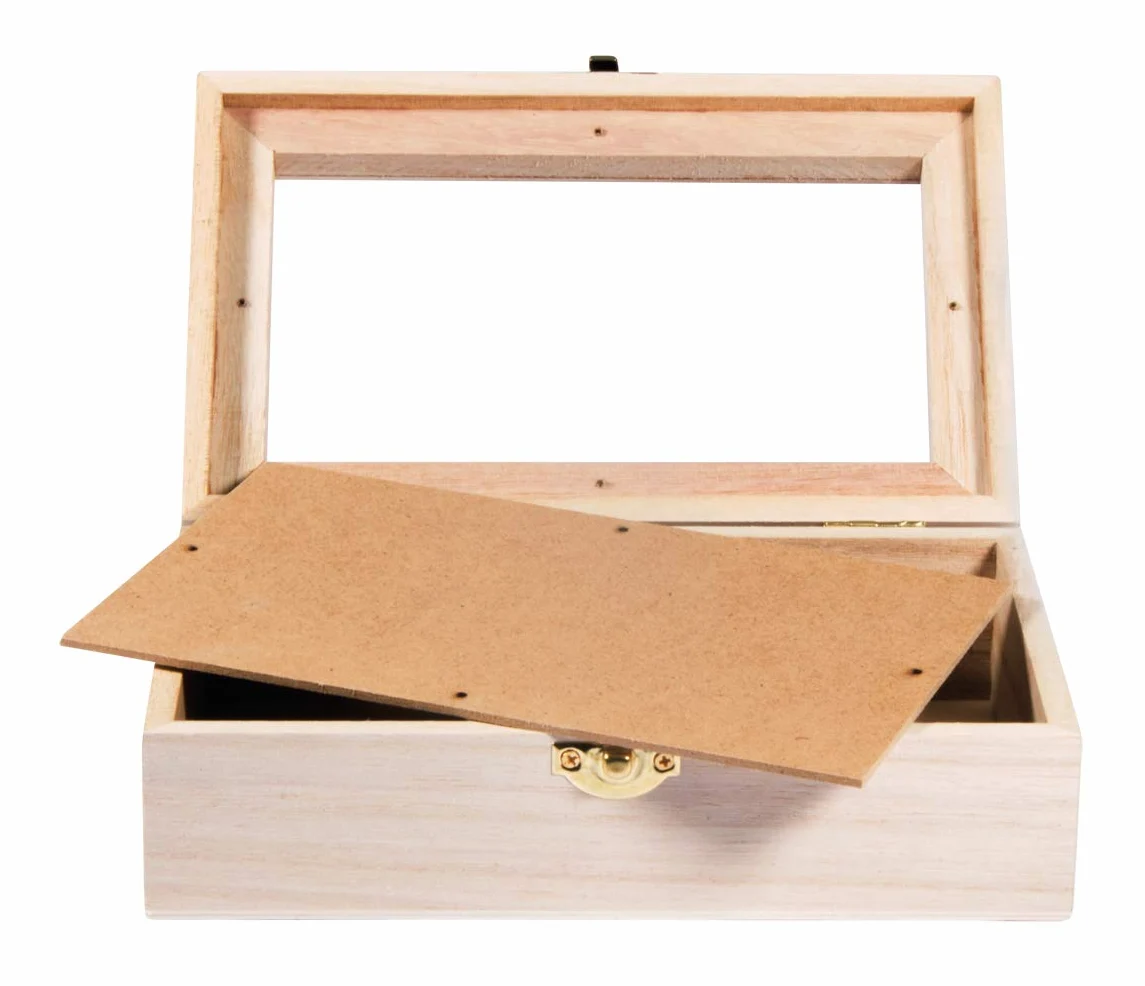 Rayher 62945505 drewniane pudełko z pokrywką, FSC100%, naturalne, 20 x 12,5 x 6,5 cm