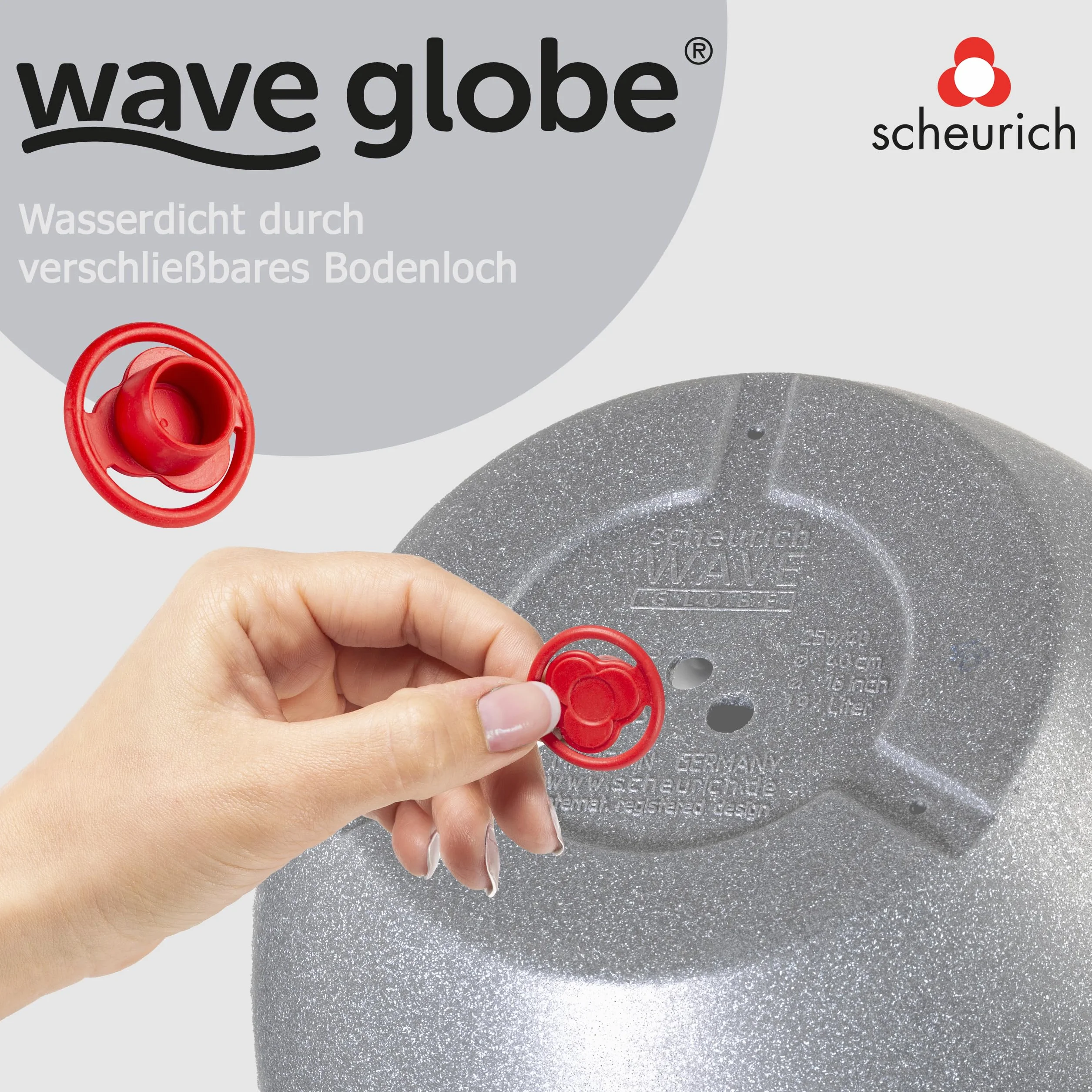 Scheurich Wave Globe 40, donica na rośliny/doniczka/donica na rośliny, okrągła, kolor: szary Stony Grey, wyprodukowana z tworzywa sztucznego pochodzącego z recyklingu, do użytku na zewnątrz