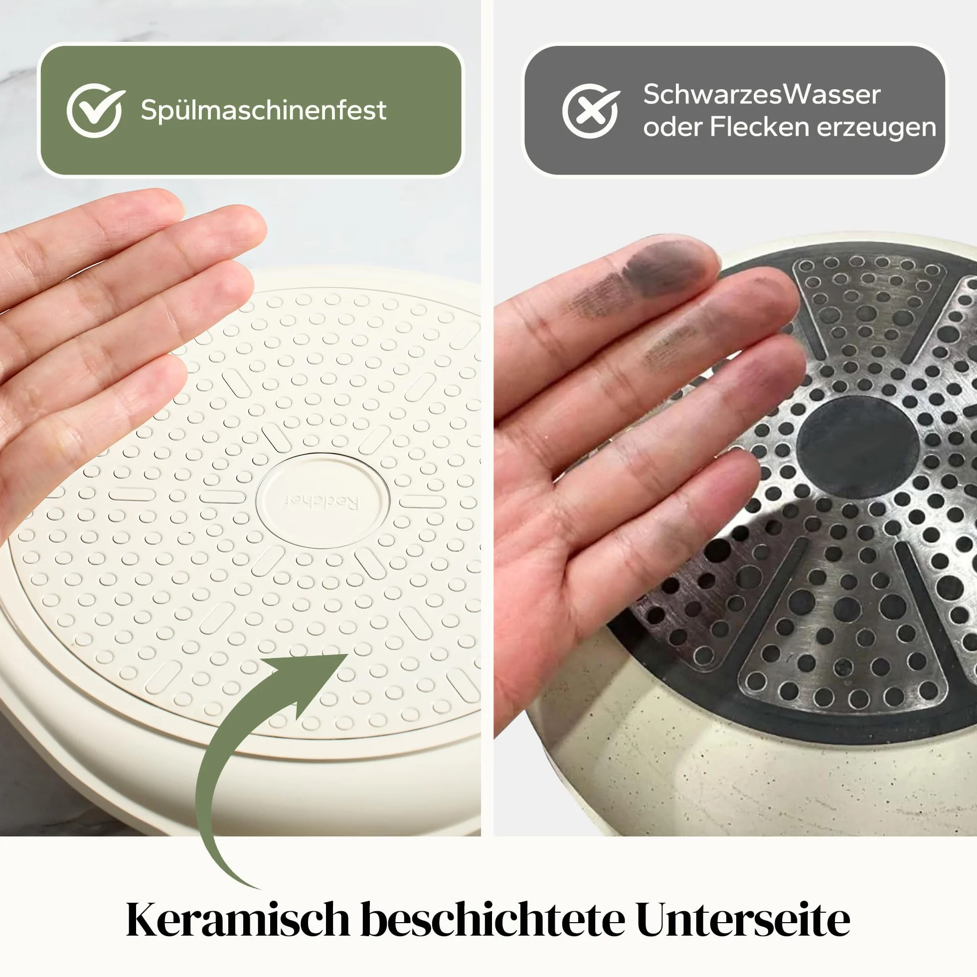Redchef Patelnia do naleśników 30 cm, indukcyjna, ceramiczna, nieprzywierająca, płaska, bez PTFE, nie zawiera PFAS, PFOA, odporna na zarysowania, nadaje się do mycia w zmywarce, beżowa