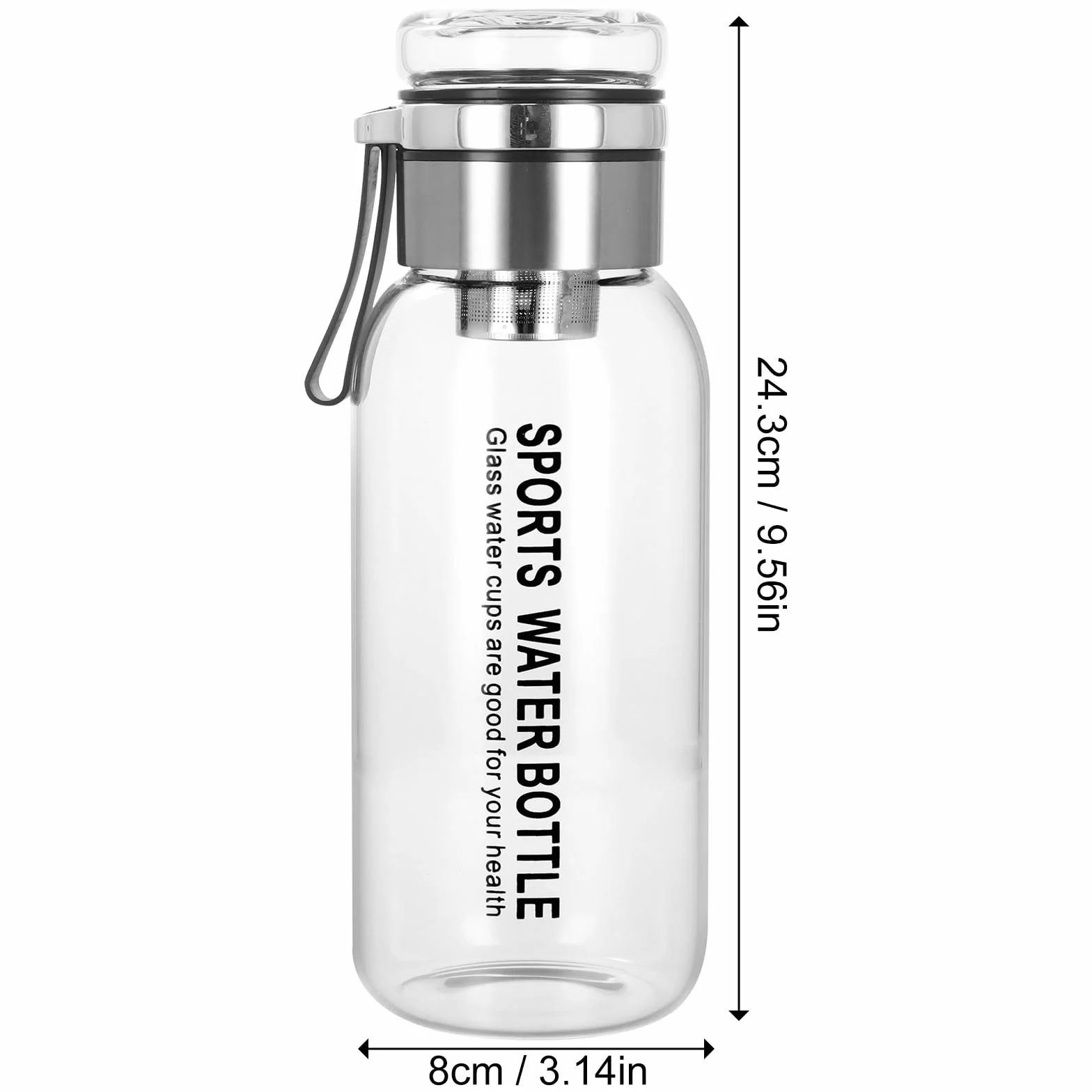 Szklana butelka 1000 ml, butelka na napoje z sitkiem filtrującym ze stali nierdzewnej, przezroczysta butelka na wodę z butelkami, przenośna, czarna, szklana butelka na wodę i napoje