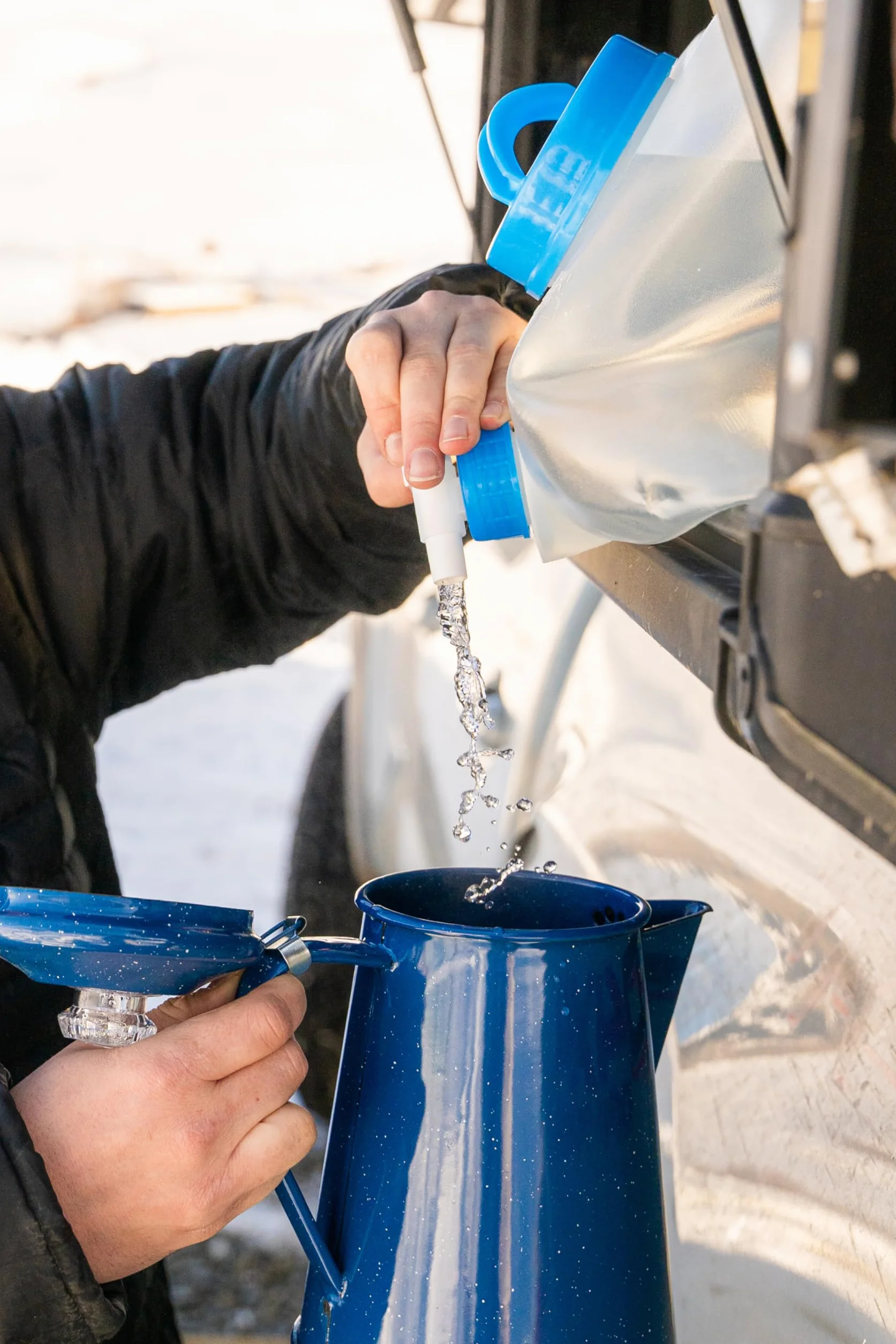 GSI Outdoors Perkolator dzbanek do kawy, emaliowany, ognisko, czajnik do kawy, na kemping, do kuchni, na polowanie i wędrówki z plecakiem