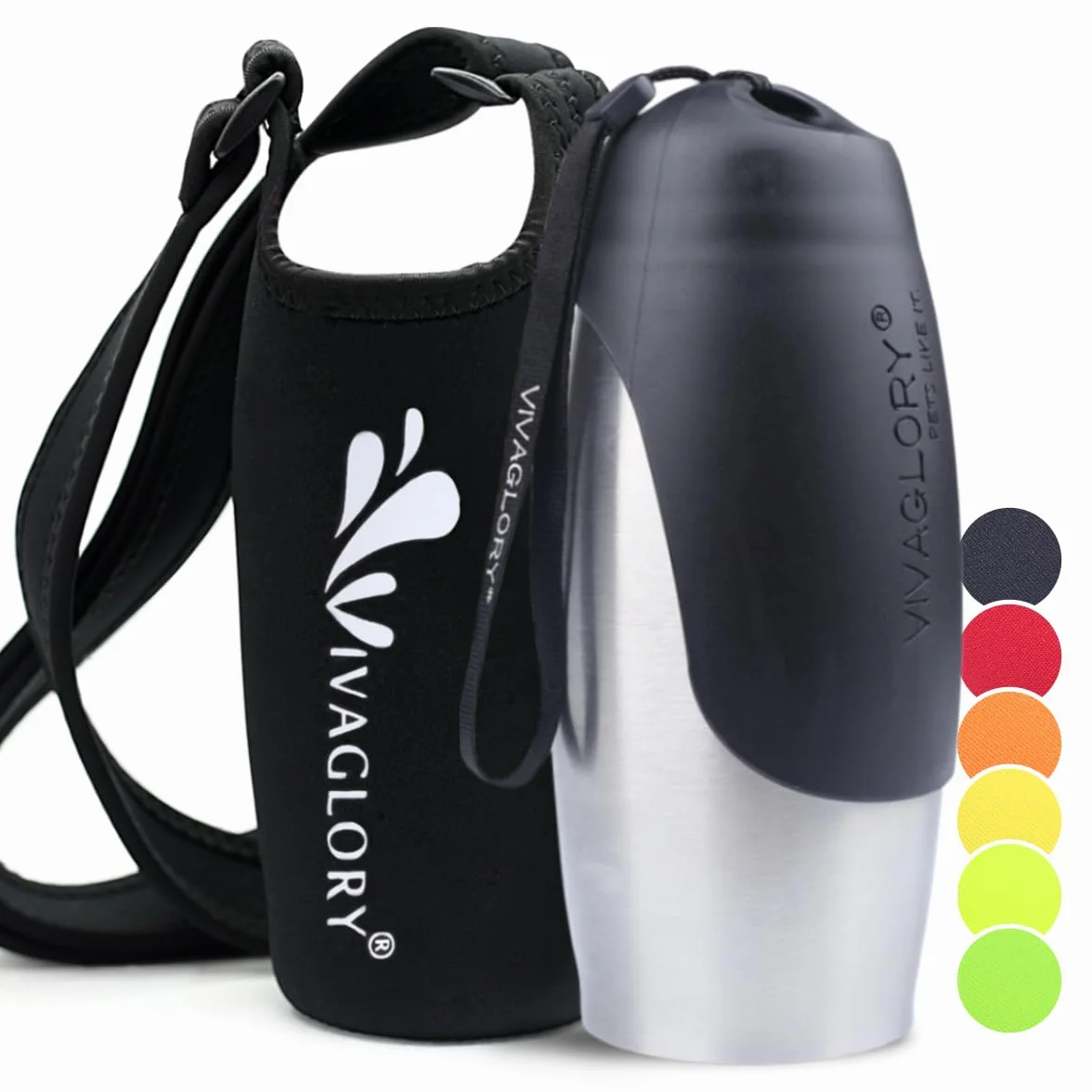 VIVAGLORY Butelka ze Stali Nierdzewnej 750ML Neoprenowy Pokrowiec Zestaw dla Psa