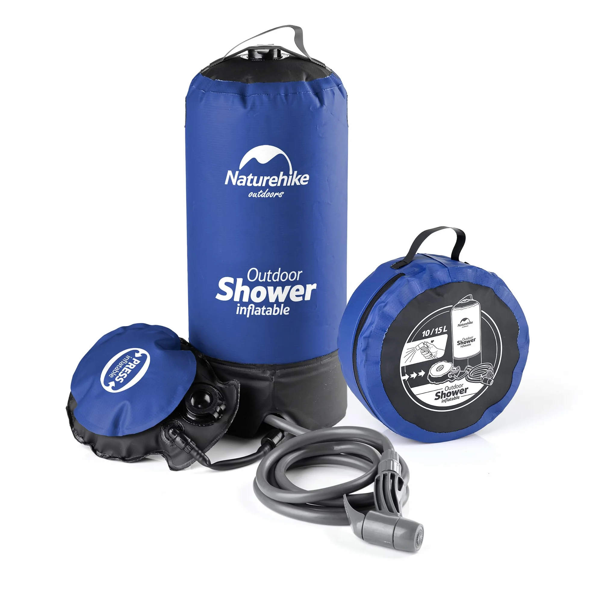 Naturehike Prysznic kempingowy z pompką, mobilny prysznic zewnętrzny z pompką nożną, na kemping, do ogrodu, podróży, samochodu, na plażę, tylko 1 kg – 11 litrów