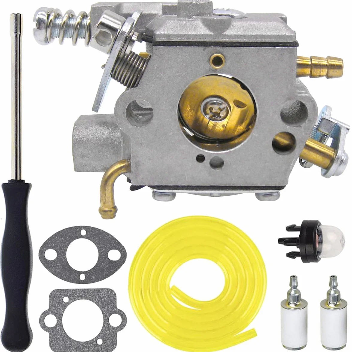 ZAMDOE Gaźnik do Husqvarna 584901401 525L 525LS 525LST 525ES 325HE3 325HE4 525RXT podkaszarka z żarówką rozrusznika filtr paliwa, narzędzie do regulacji gaźnika