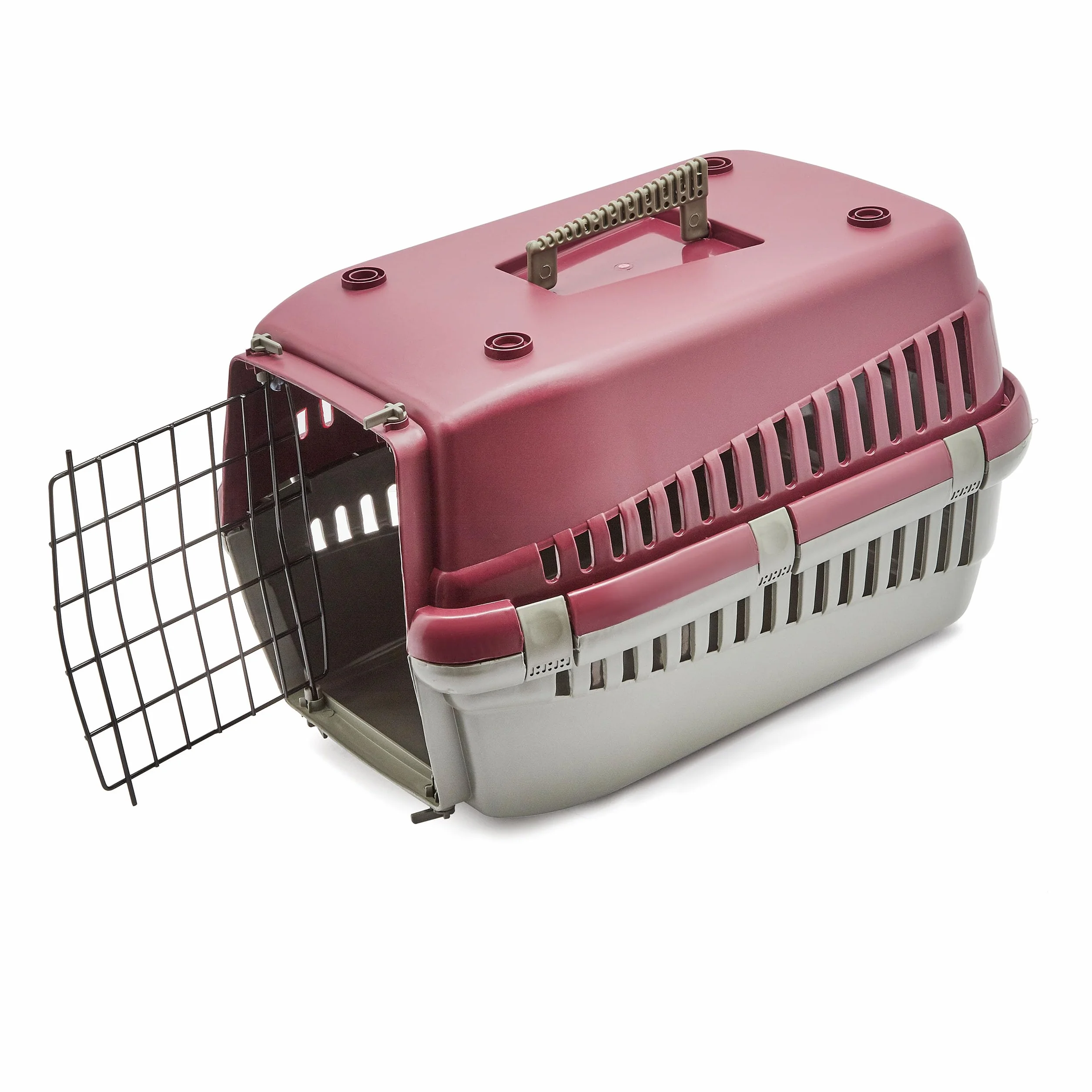 HAPPET Transporter Oggy S 49×33×30 cm Czerwony Plastikowy Dla Kota I Małego Psa Metalowa Kratka Wentylacja Uchwyt