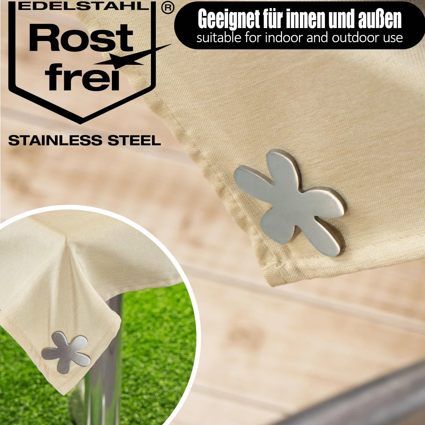 com-four® 4x magnetyczne obciazniki obrus stal nierdzewna - ciezkie klipsy z magnesem - uchwyty mocowanie stól