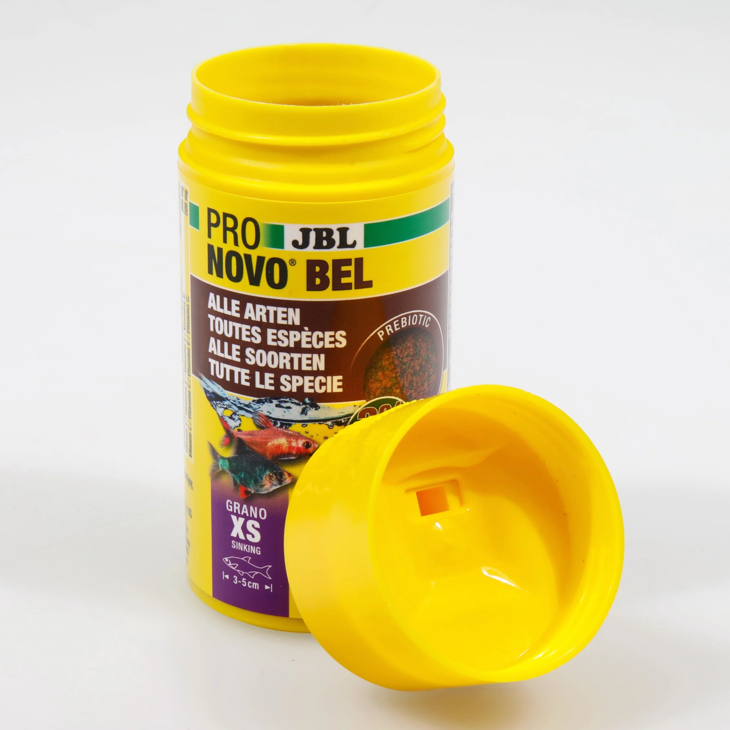 JBL PRONOVO BEL GRANO, podstawowa karma dla wszystkich Ryb akwariowych 3-5 cm, granulat rybny, dozownik na kliknięcie, rozmiar XS, 100 ml