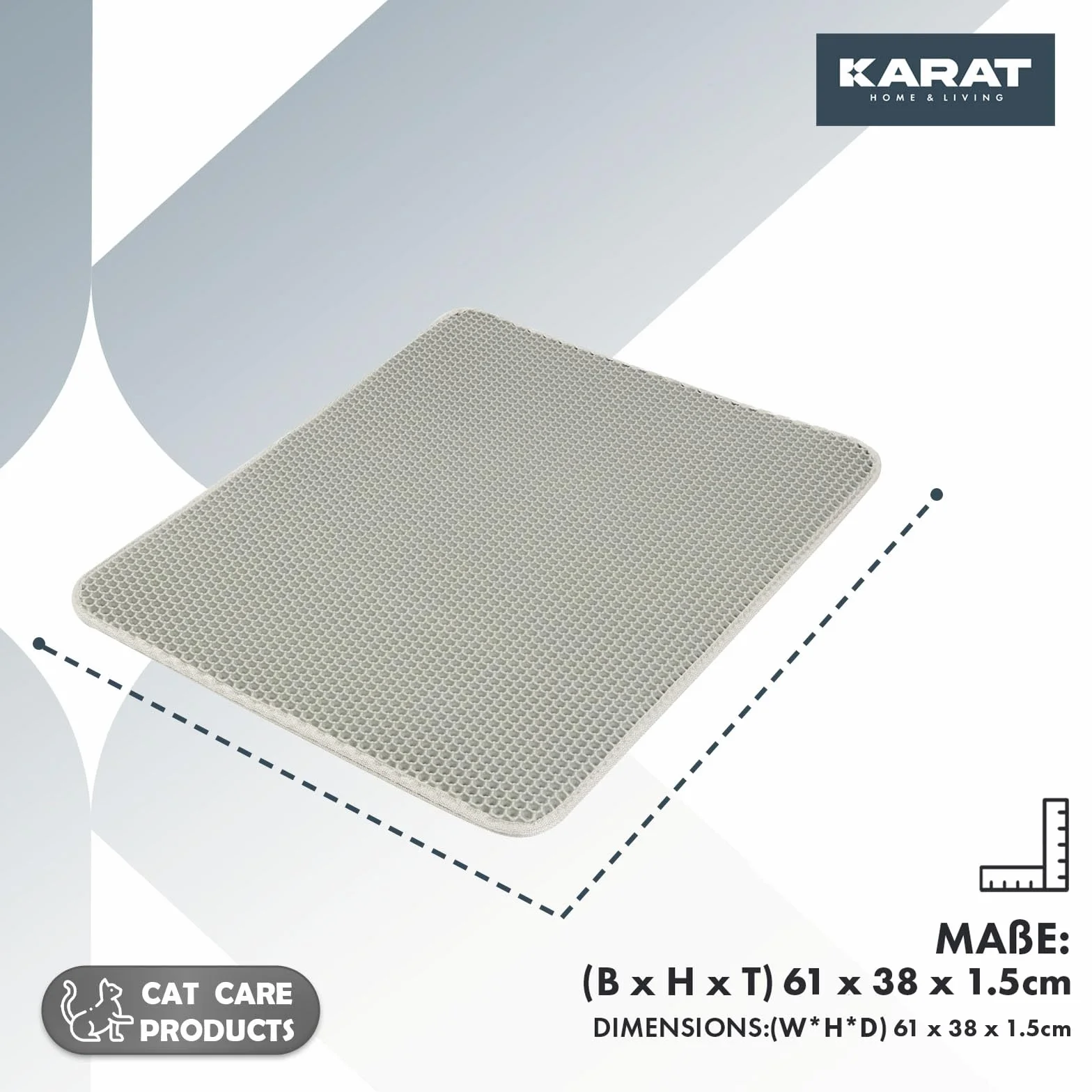 KARAT Mata do żwirku dla kota 61 x 38 cm – wodoszczelna podkładka pod kuwetę dla kota – mata chroni podłogę przed żwirkiem – mata do kuwety (Charly) (szara)