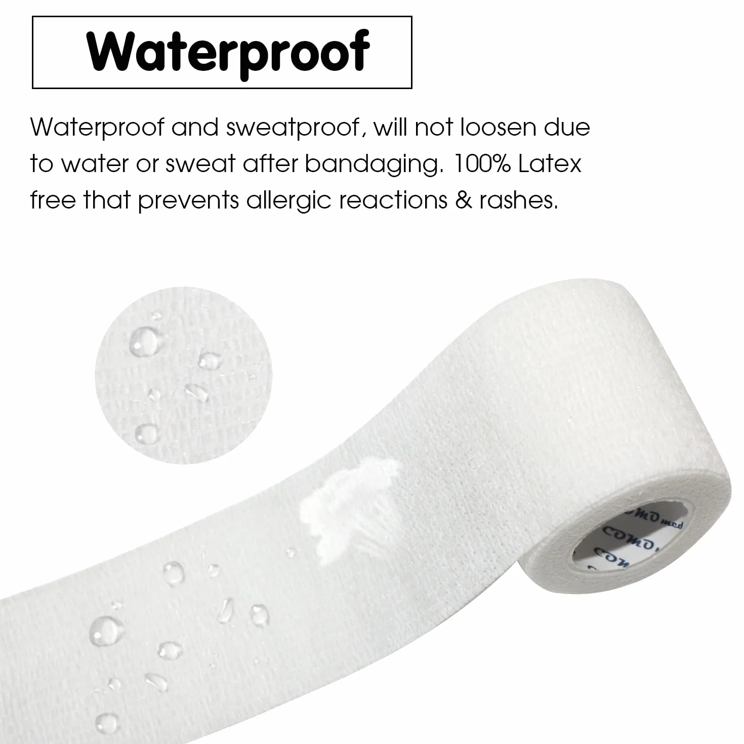 Cohesive Flexible Bandage Self-Adhesive Roll Latex-Free Non-Woven Athletic Tape 2.5 cm x 4.5 m 12 Rolls White