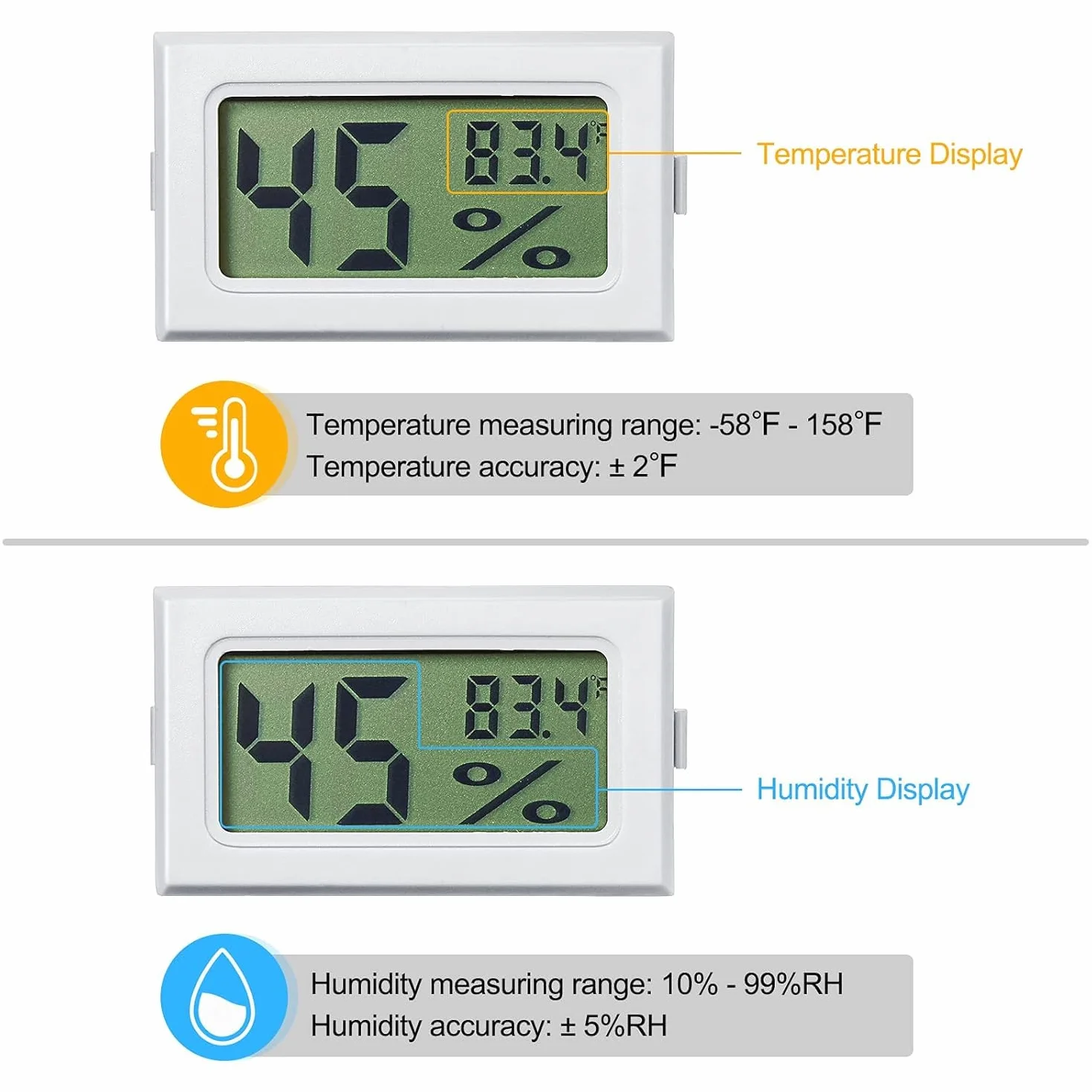 Cyfrowy Termometr Higrometr z Zewnętrzną Sondą LCD Wewnętrzny Miernik Wilgotności Temperatury Gadów Terrarium
