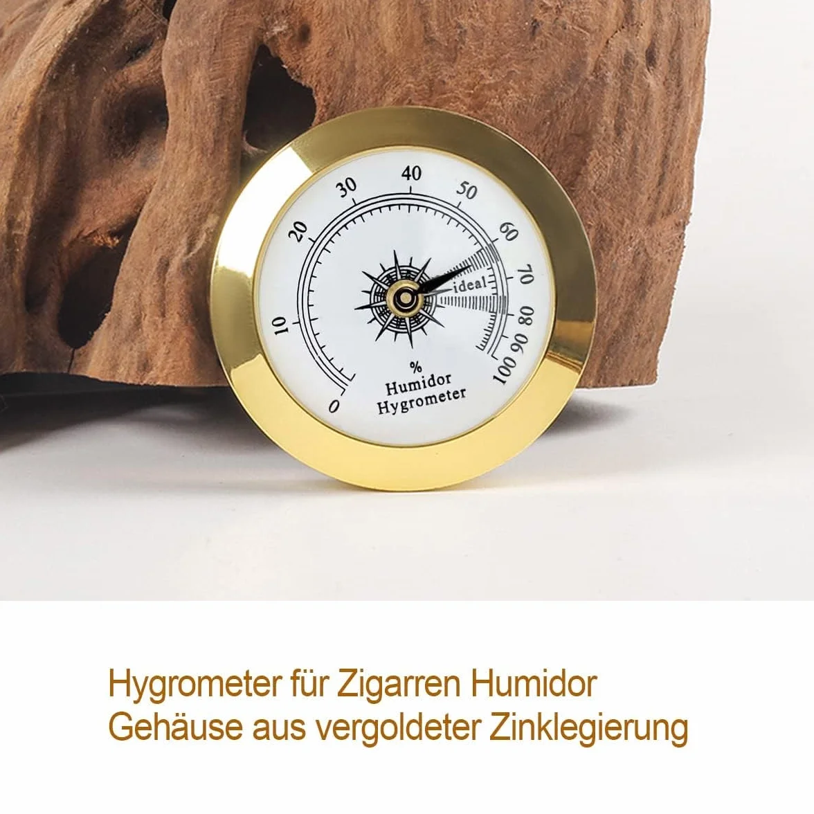 Higrometr jako zamiennik do humidorów, Ø 38 mm, złoty, okrągły stop, precyzyjny monitor, humidor do cygar, higrometru/walizki gitarowej/szklarni