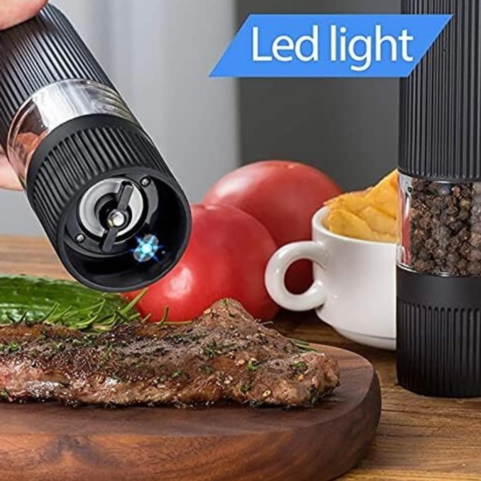 Młynek Do Pieprzu I Soli Elektryczny Młynek Do Soli I Pieprzu Z Oświetleniem LED, Automatyczny Młynek Do Soli I Pieprzu Młynków Do Przypraw(1pcs)