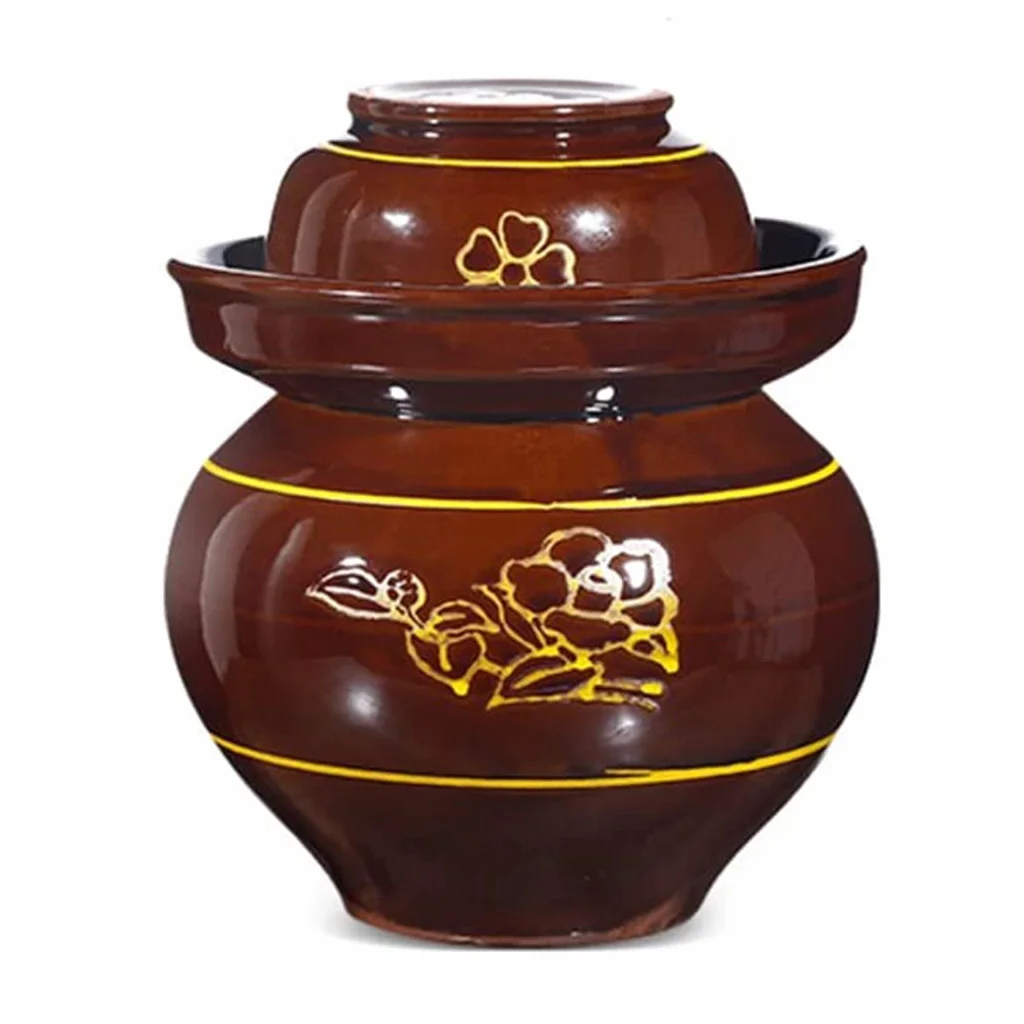 Ceramiczny słoik na marynaty z pokrywkami, duży tradycyjny chiński porcelanowy słoik do marynowania, ceramiczny garnek fermentacyjny z uszczelką wodną pokrywką śluzy powietrznej, garnek z kapustą