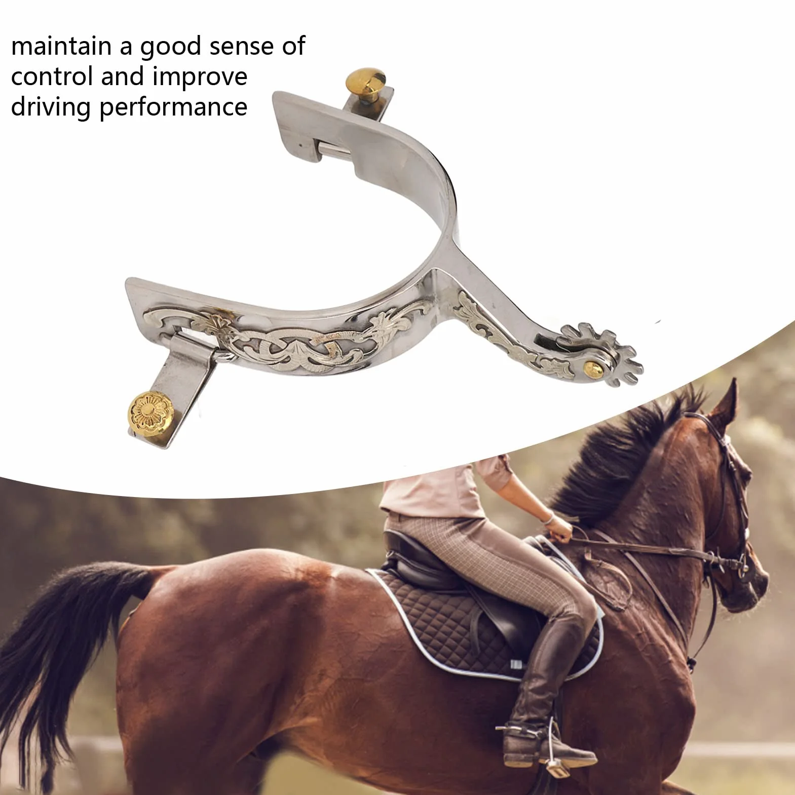 Focket Western Cowboy Spurs, 2 szt. wykwintnych ostróg konnych ze stali nierdzewnej z obrotowym sprzętem, retro doskonałe wykonanie, metalowe steampunkowe ostrogi do butów dla entuzjastów jazdy konnej