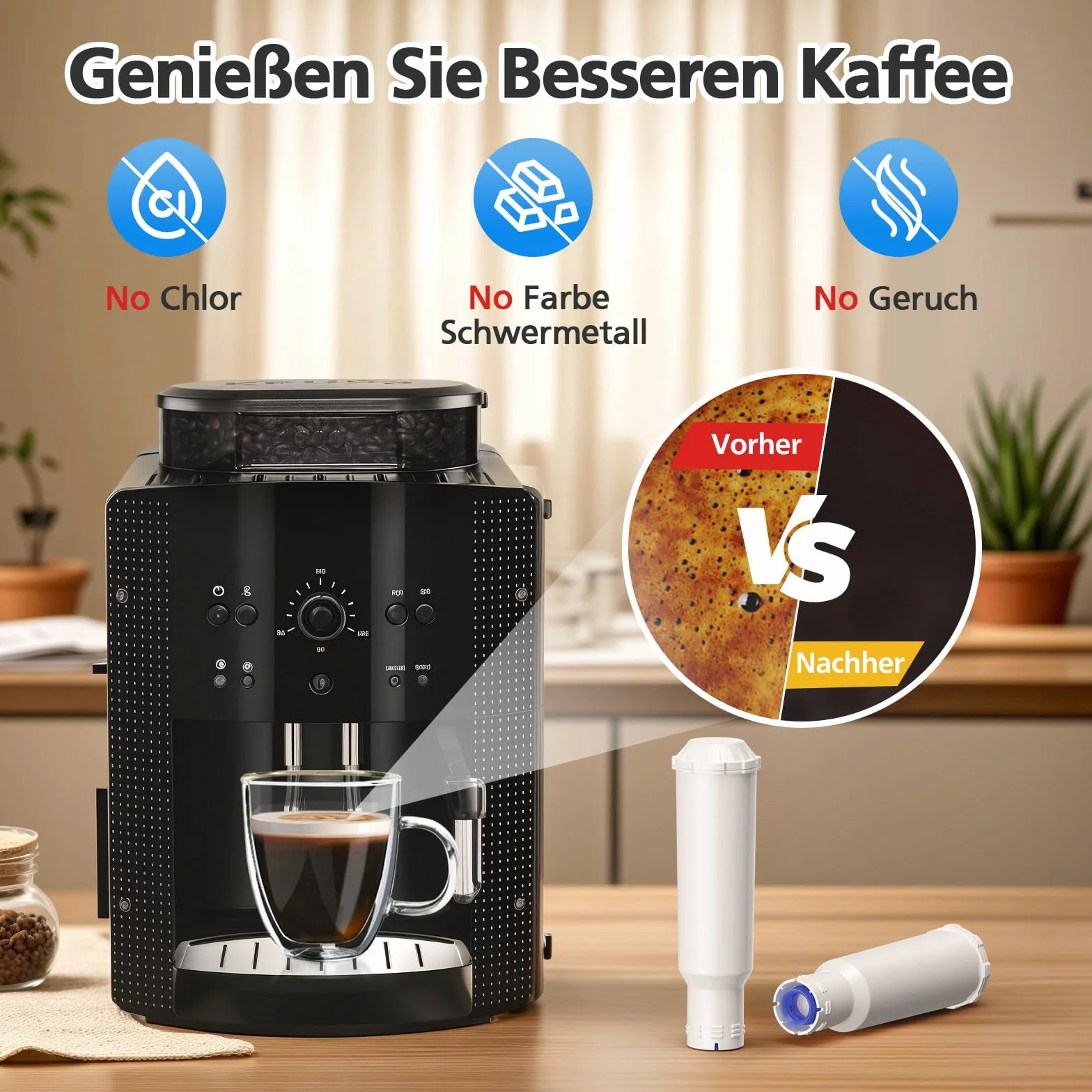 6 sztuk filtrów do wody kompatybilnych z Krups F088, 3-stopniowy filtr do ekspresu kawy Nivona Melitta Pro Aqua
