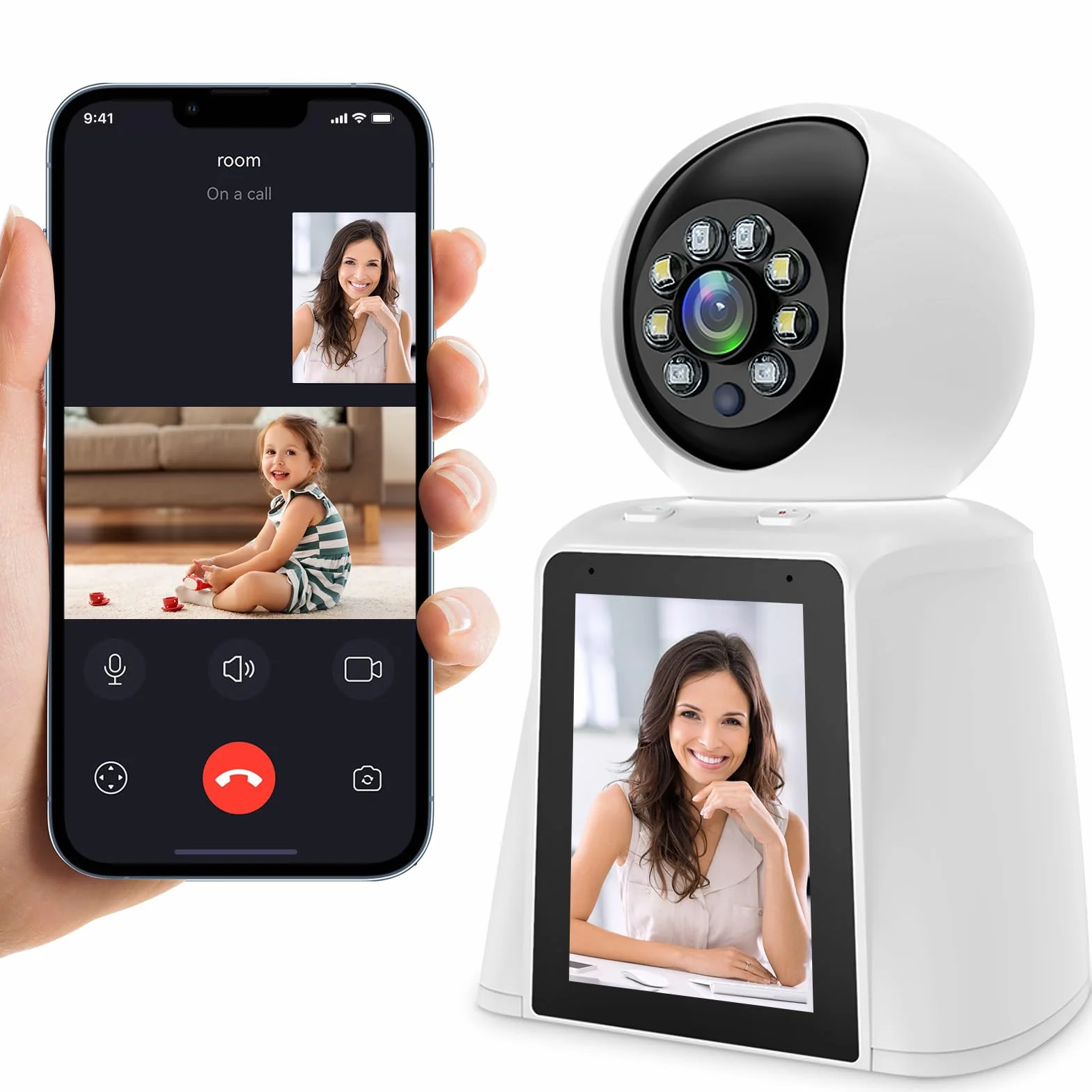Kamera bezpieczeństwa wewnętrzna, 2,4 G Hz kamera dla zwierząt domowych WiFi kamery monitorujące, domowa niania kamera bezpieczeństwa 360°, noktowizor, 2-drożny dźwięk, połączenie jednym