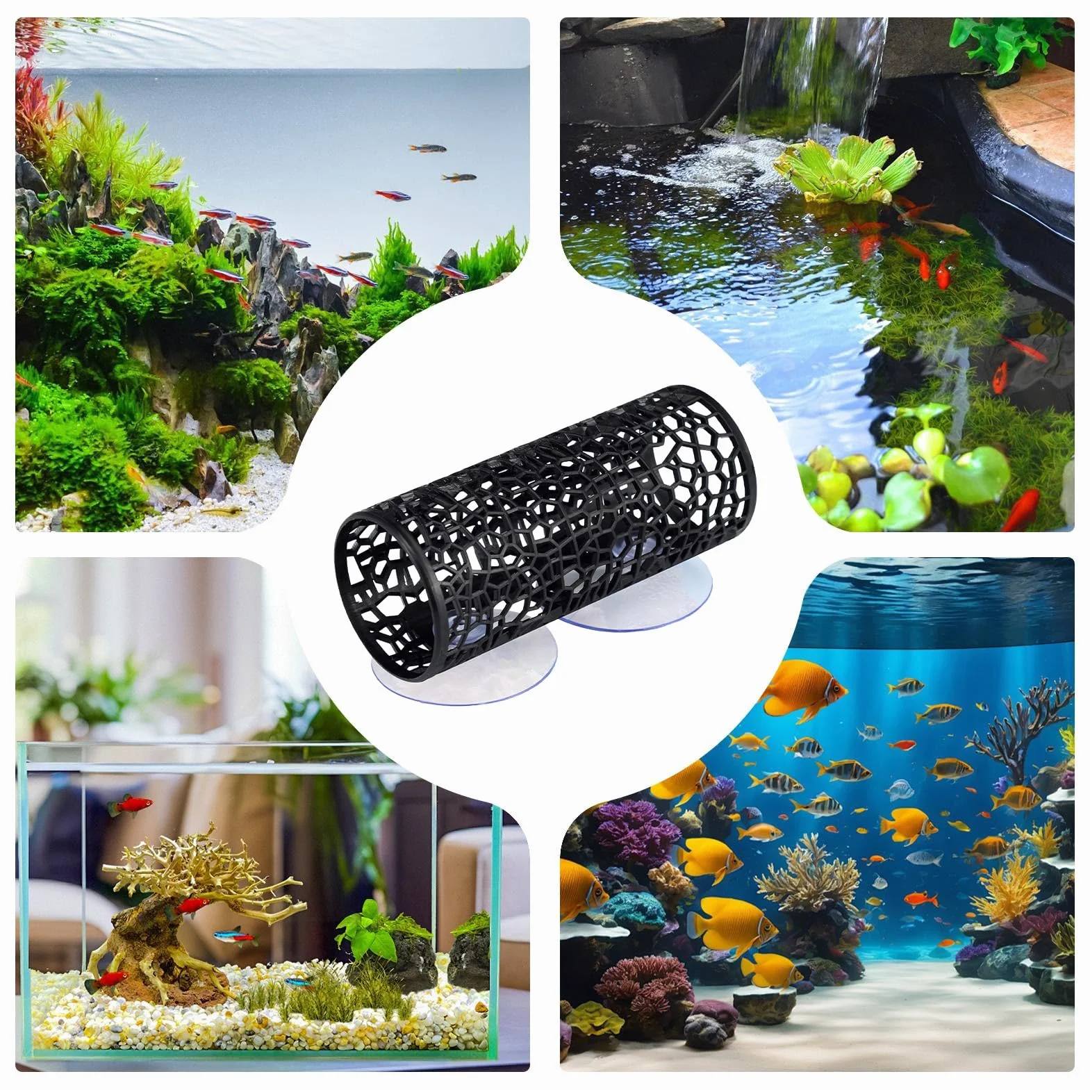 Fish Tank Tunnel Decor Betta Suction Tunnel Hollow Resting Shelter Aquatic Habitat Decoration for Cichlids Crayfish Betta Aquarium