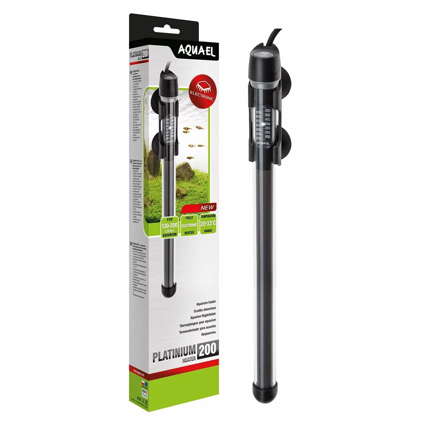 Grzałka Platinium Heater 200 W z termostatem do akwarium słodkowodnego 130–200 l