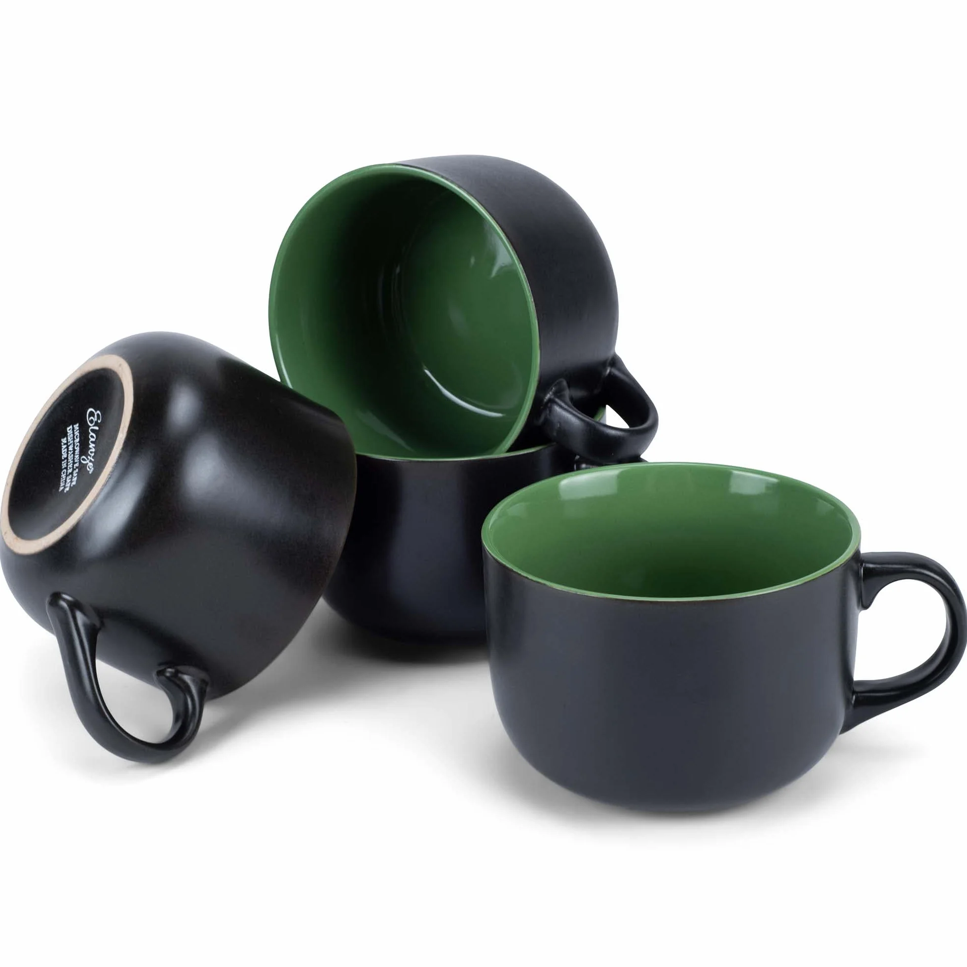 Elanze Designs Kolorowe Pop Green 680 ml błyszczące ceramiczne kubki Jumbo zestaw 4 szt