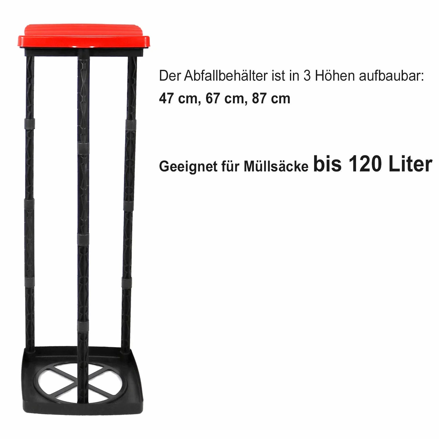COM-FOUR® 2x uchwyt na worki z pokrywa, mozliwosc ustawienia na 3 wysokosciach, idealny do domu, ogrodu, warsztatu i na kemping do usuwania odpadów (Pokrywka - niebieska + czerwona)
