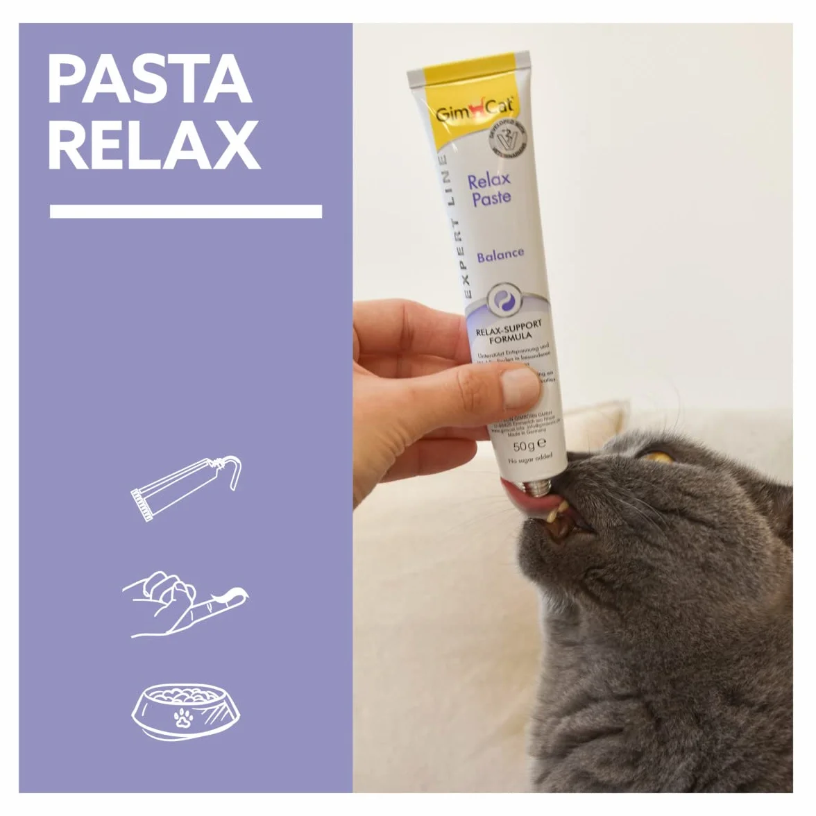 GimCat EXPERT LINE Relax pasta - Funkcjonalny przysmak dla kotów, który zapewnia im komfort i zwiększa dobrostan - 1 tubka (1 x 50 g)