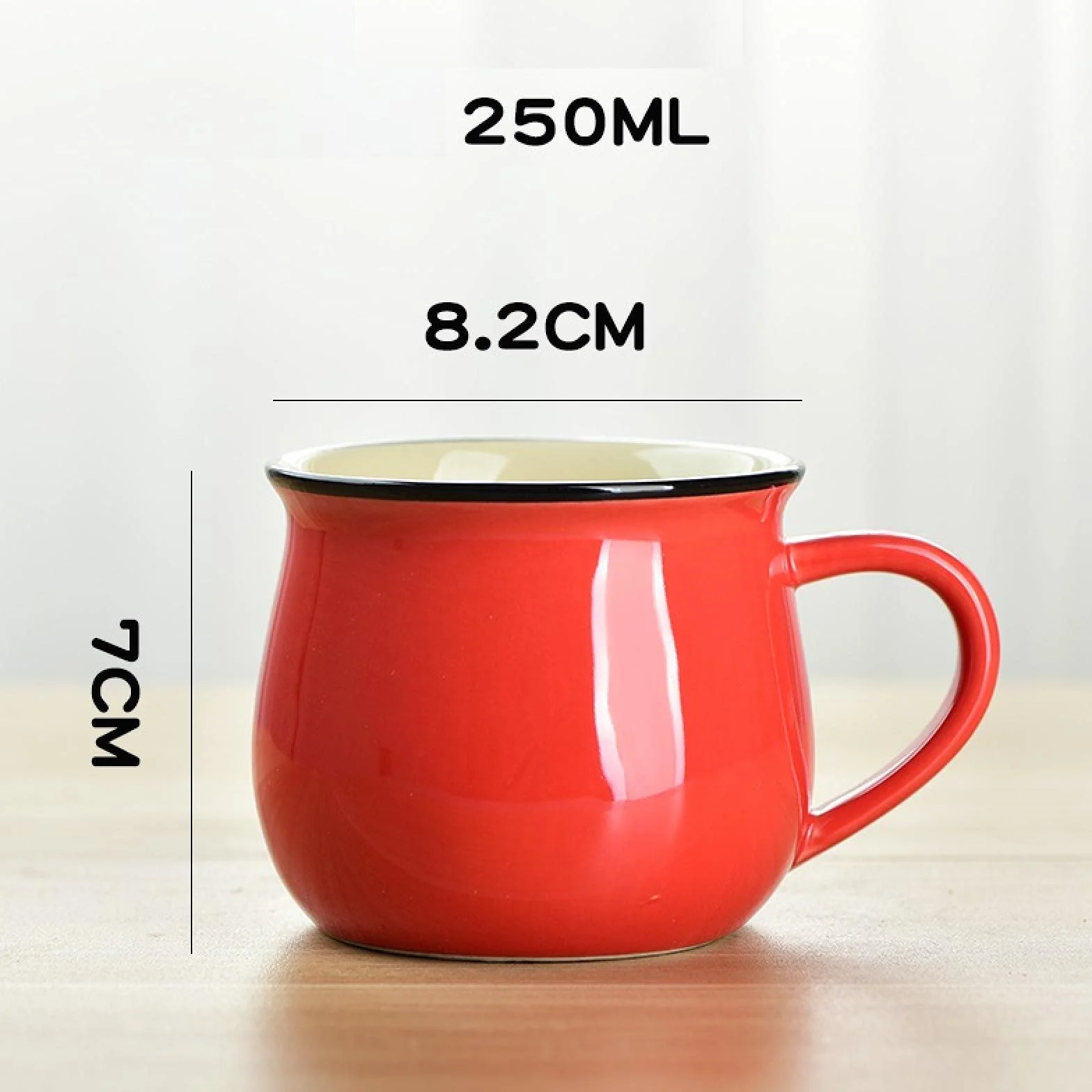 Filiżanki do kawy Śniadanie Kubki na mleko Ceramiczny kubek na wodę Big Belly 250ml-red
