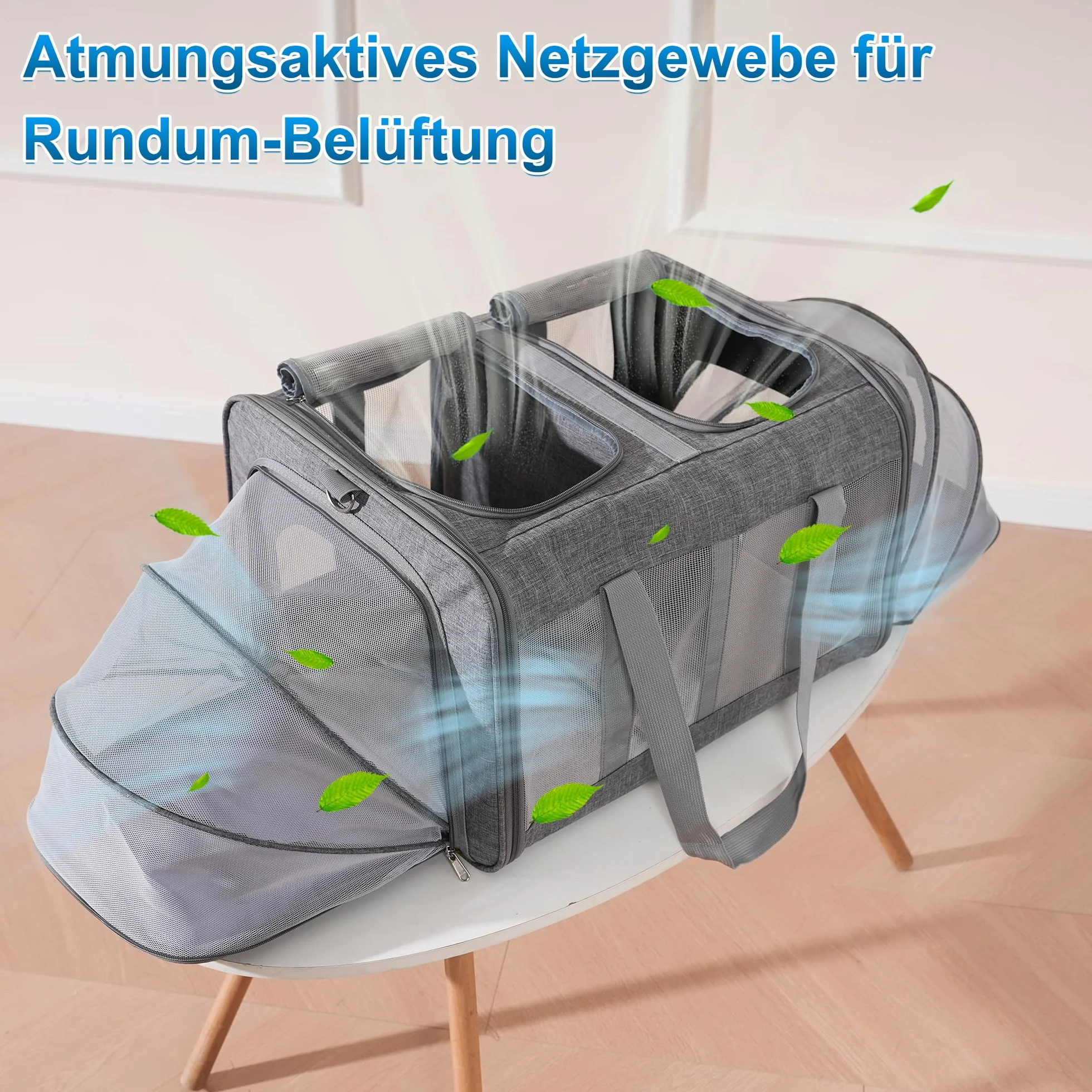 XXL transporter dla kotów i małych psów do 15 kg składany rozszerzalny 53 x 43 x 33 cm beżowy