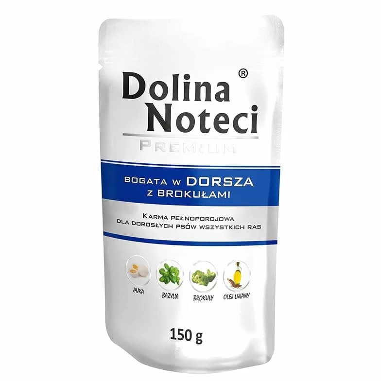 Dolina Noteci Mokra karma premium dla psów z dorszem i brokułami bezglutenowa 10 x 150 g