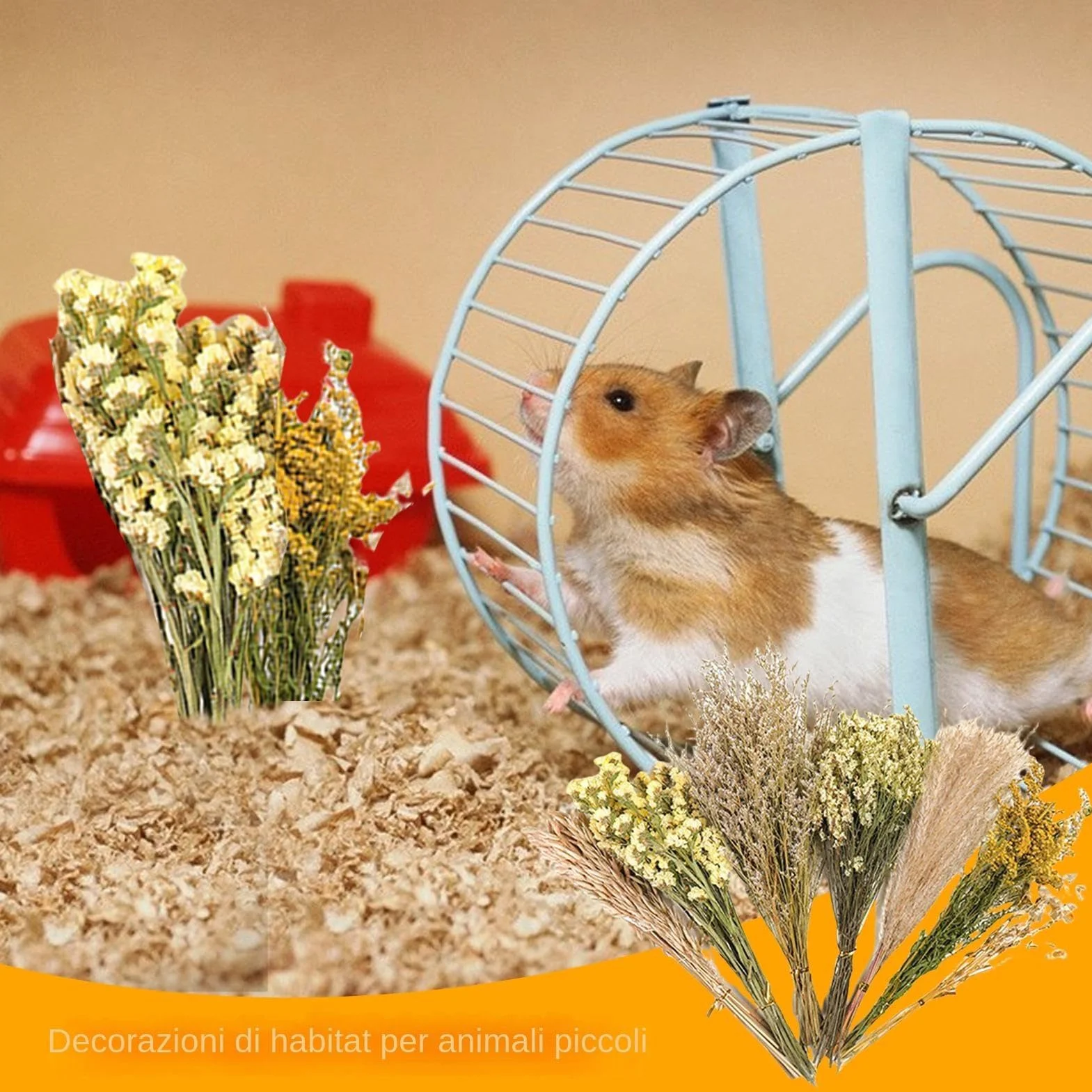 Flower Pet Bedding, Natural Hamster Bedding, Dried Flower Habitat, Comfortable Design for Gerbils & Hamsters