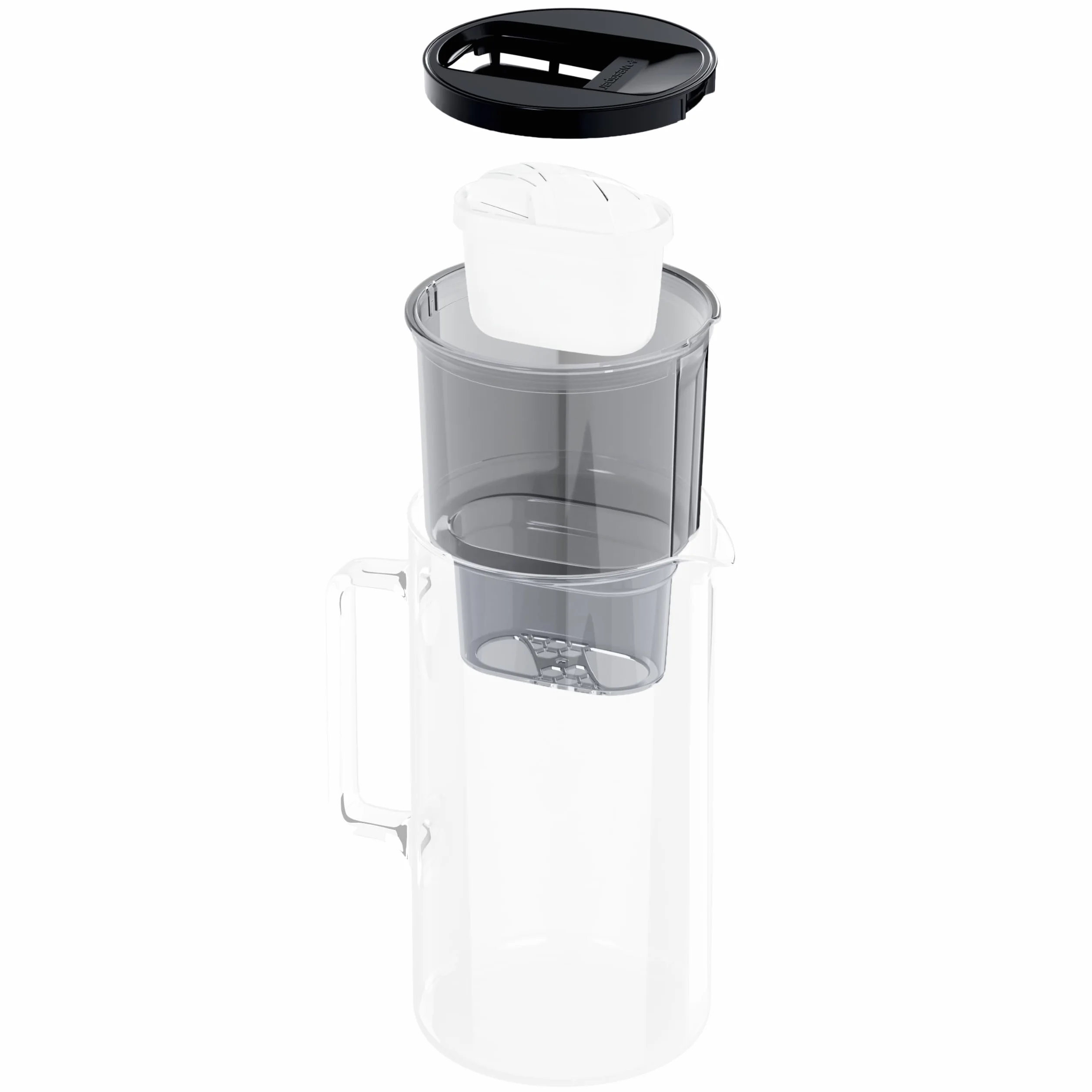 Wessper Szklana karafka na wodę 3L z filtrem | Zamiennik dla filtra Dafi Unimax Aquaphor A5 BRITA Maxtra+ PHILIPS AWP212/10 | Redukuje wapno, chlor i metale występujące w wodzie | Czarny
