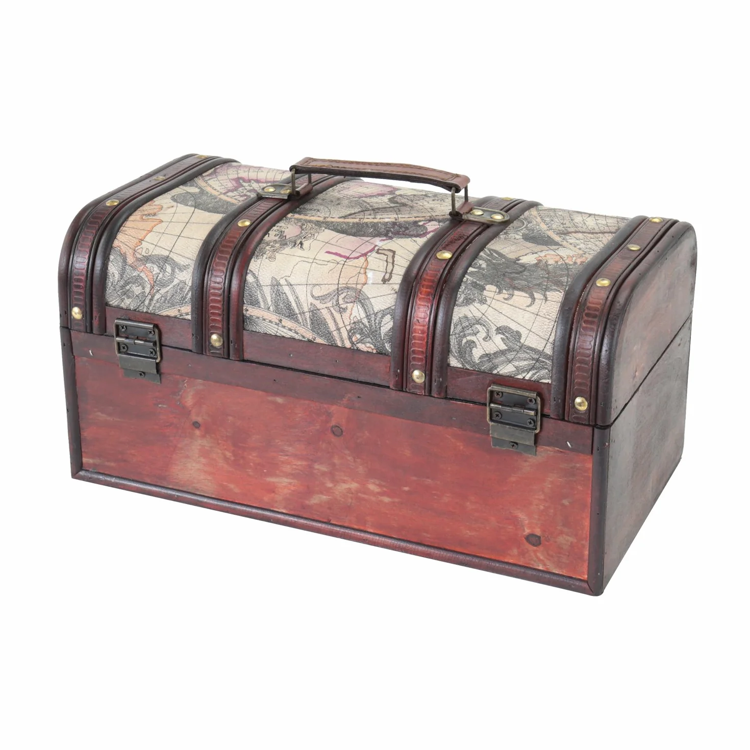 HMF 6410-159 drewniana skrzynia na skarby z zamkiem, 38 x 20 x 19 cm, duża, Francja