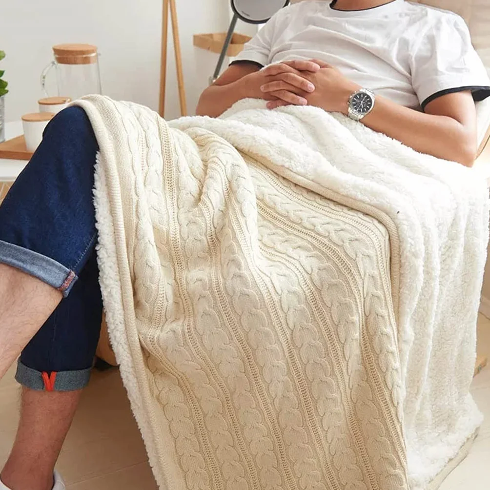 Kocyk bawełniany dzianinowy puszysty koc miękki ciepły koc na łóżko kanapa jesieninowy puszysty koc miękki ciepły koc na łóżko kanapa jesień zima koce casual wystrój domu (srebrny 120 * 180)