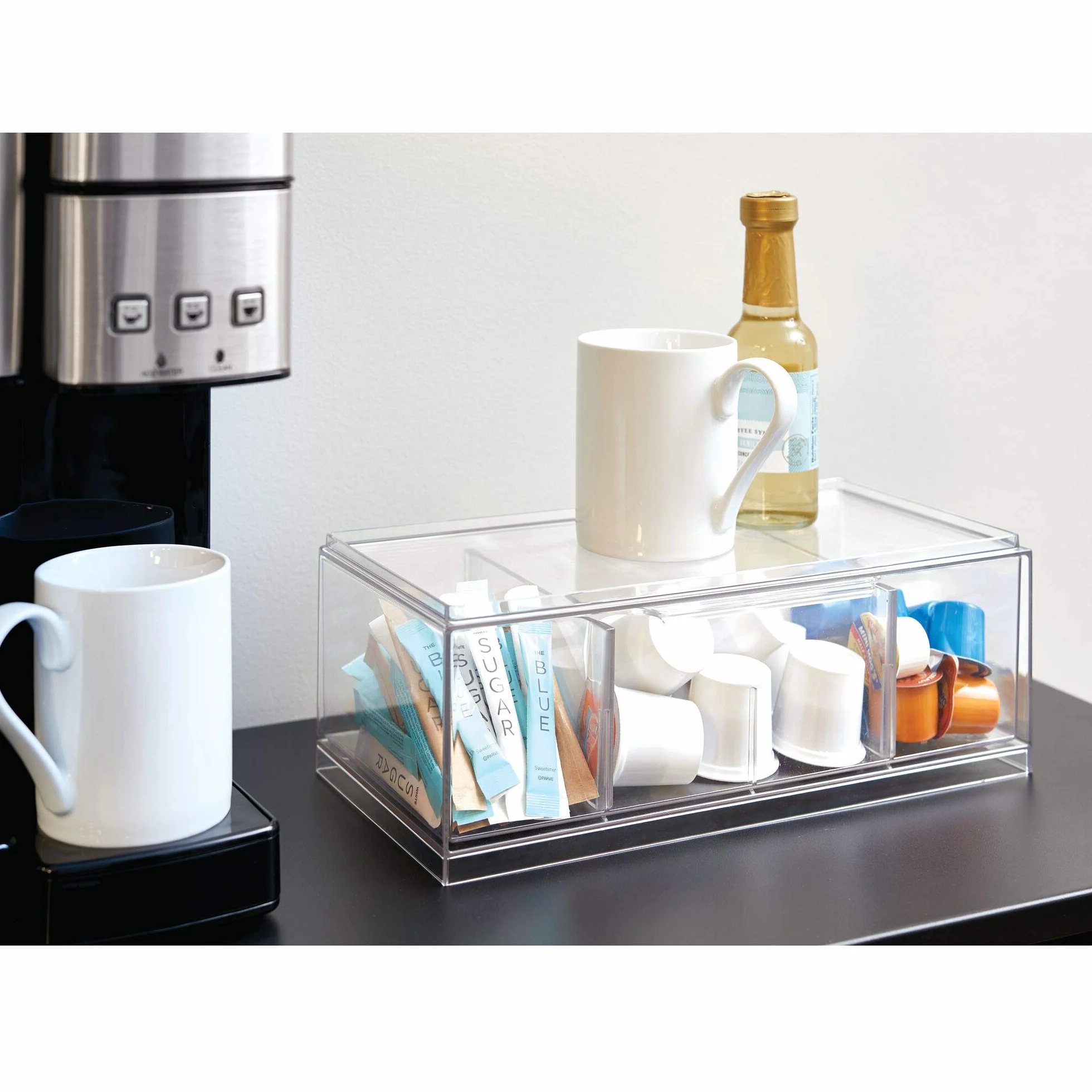 iDesign 72110 Crisp plastikowa szuflada z pokrywką do szafek kuchennych i blatów, 32 x 15 x 11,5 cm, organizer na herbatę