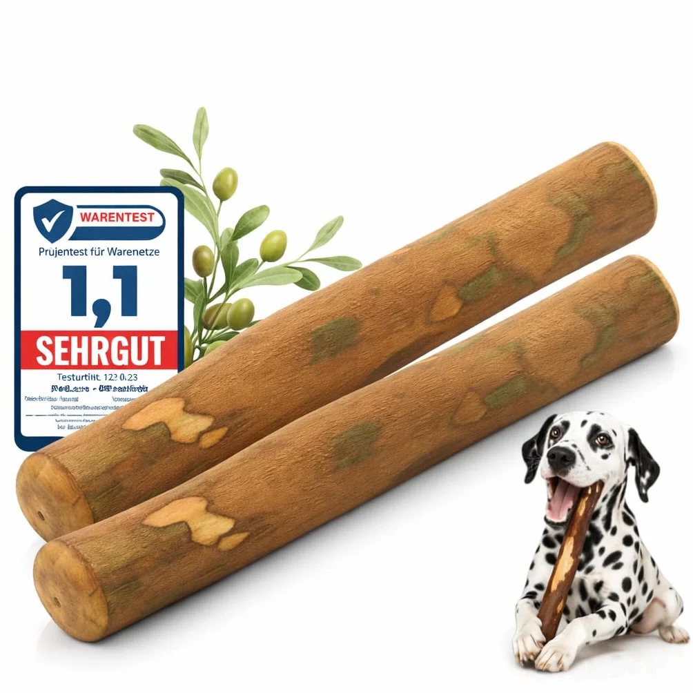 PetLove Drewno do Żucia dla Psów z Drewna Oliwkowego • Drewniane Kości Jako Zabawka • Pielęgnacja Zębów i Zabawka do Żucia • Rozmiar: M (100 – 220 g) • Idealne