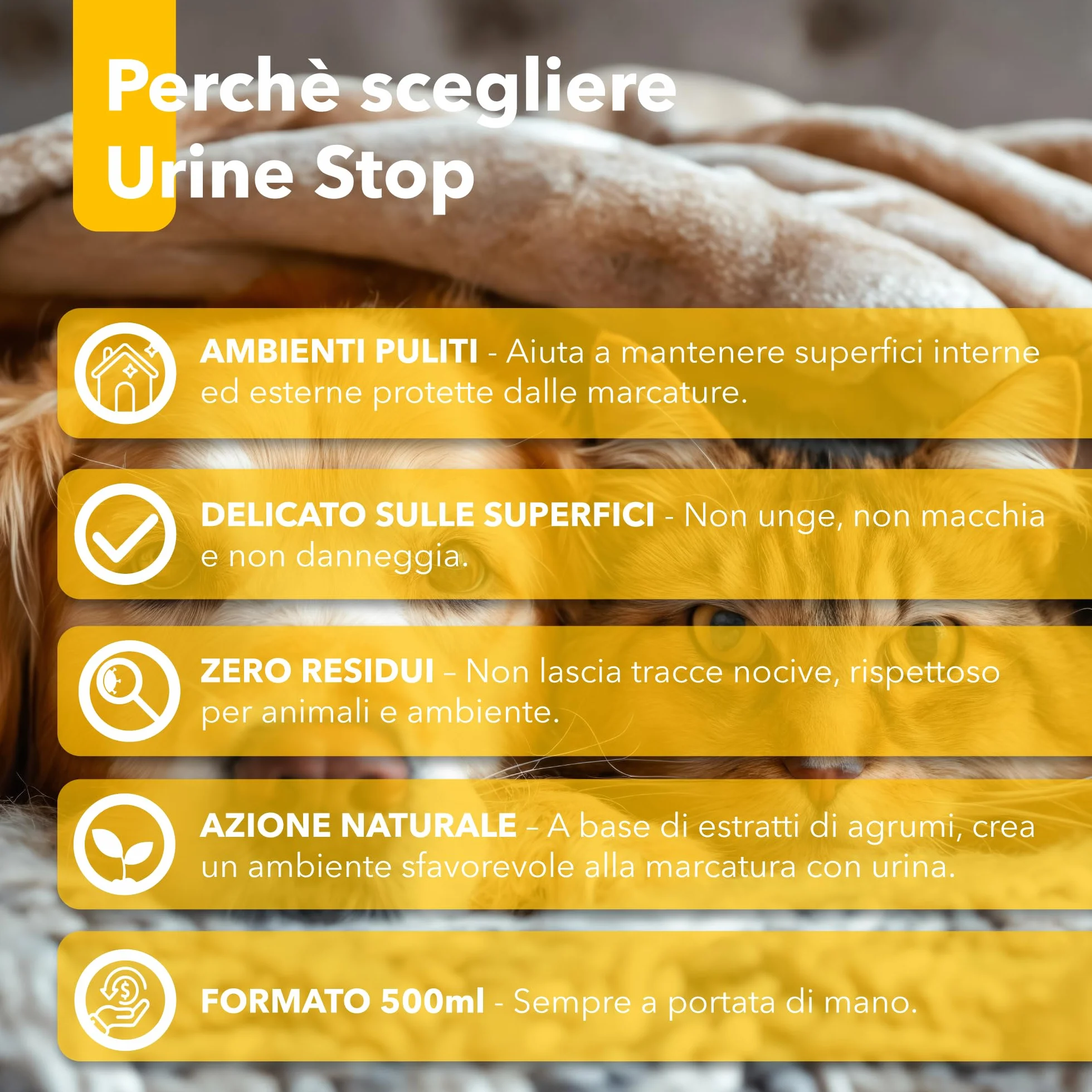 Urine Stop naturalny spray dla psów i kotów 500 ml podwójne działanie odstraszający i usuwający zapachy