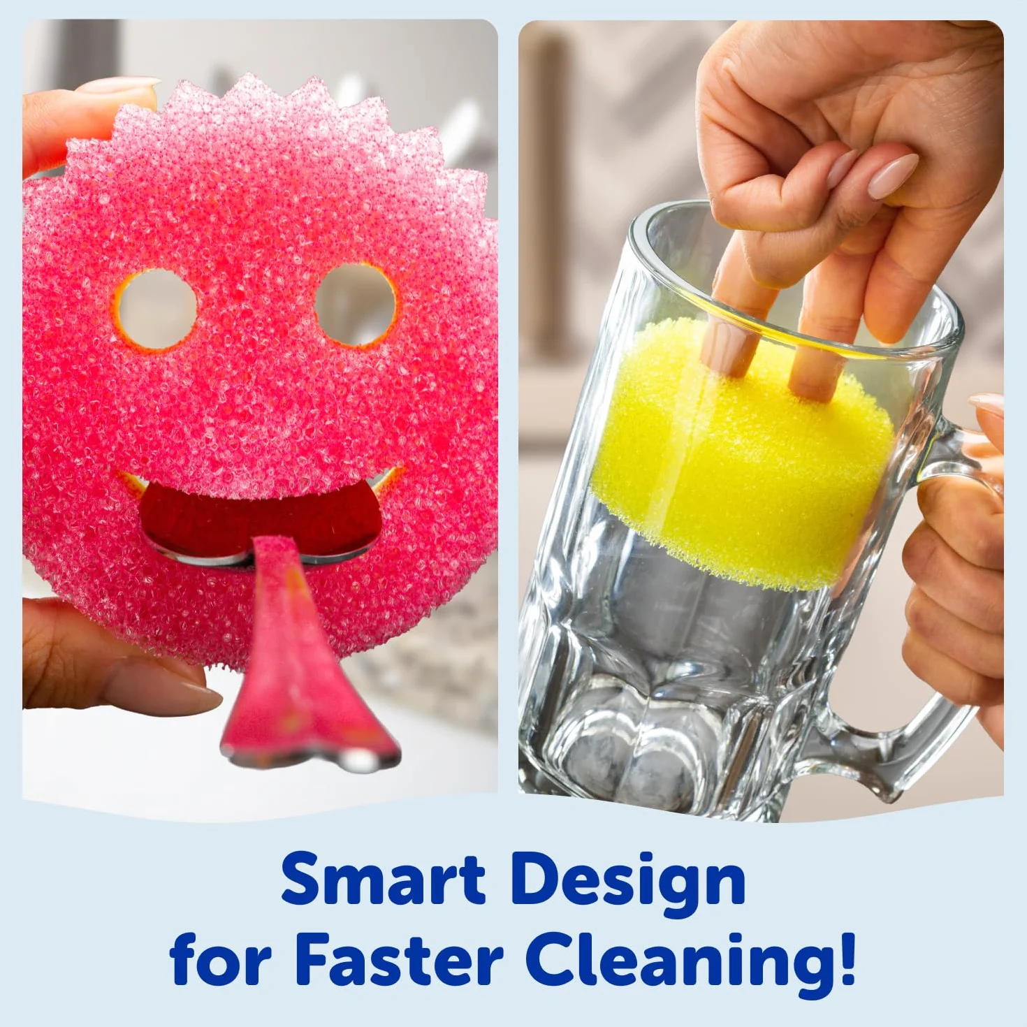 Scrub Daddy Gąbki 4ct + Scrub Mommy 4ct - Wielofunkcyjne gąbki do naczyń bez zarysowań - Bez BPA i wykonane z pianki polimerowej - Odporna na plamy i zapachy gąbka kuchenna (8 sztuk)