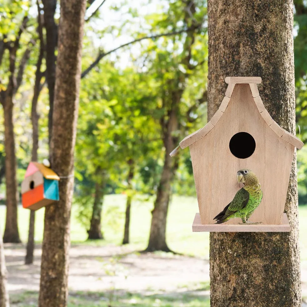Drewniany domek dla ptaków do wiszącego pudełka do uprawy na zewnątrz wiszący domek dla ptaków artykuły dla papug budgie małe ptaki