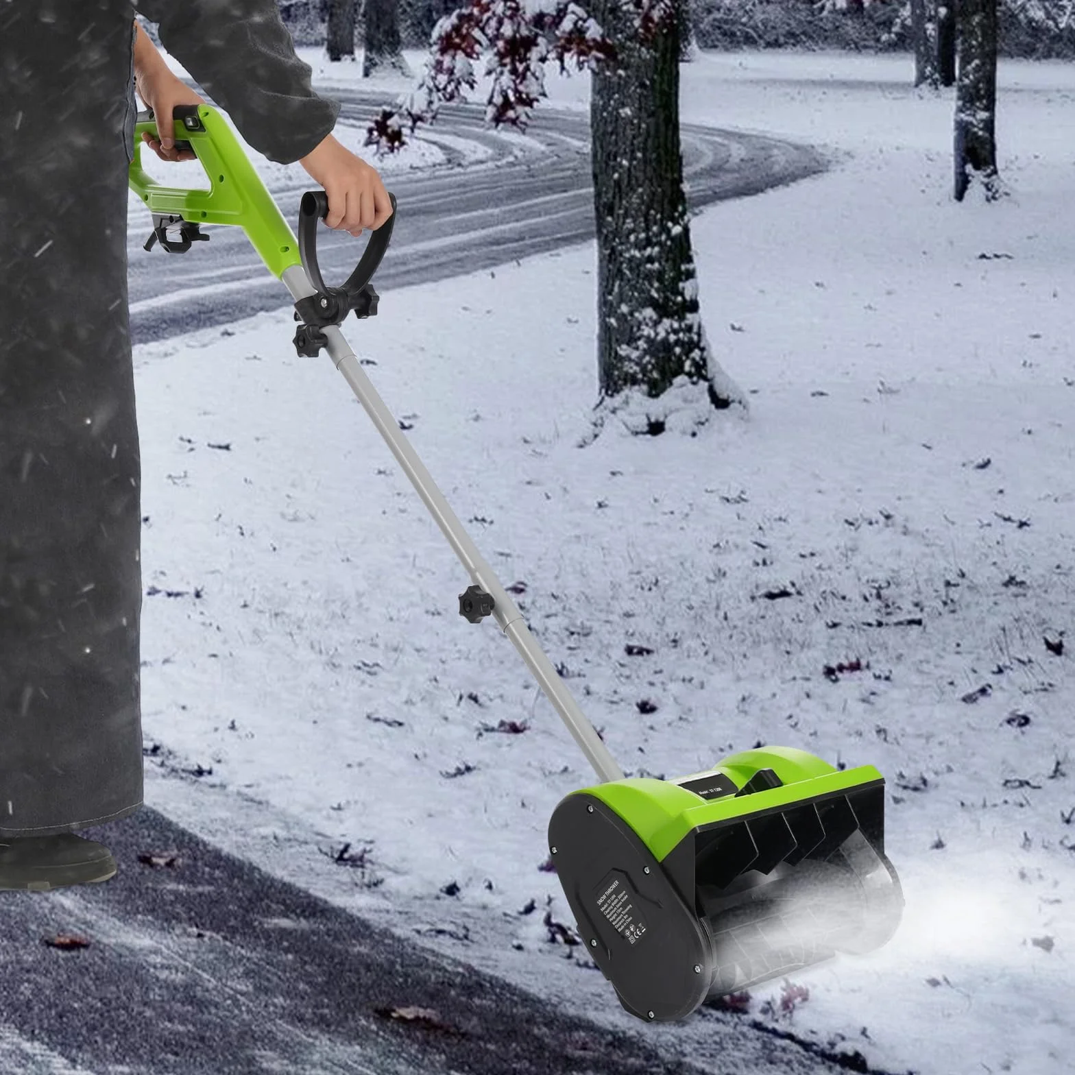 Odśnieżarka elektryczna szczotka do śniegu 1200 W 220 V 8 m zasięg wyrzutu 30 cm szerokość odśnieżania wysokość śniegu 15 cm do gospodarstwa domowego fabryki podwórka szkolnego odśnieżania