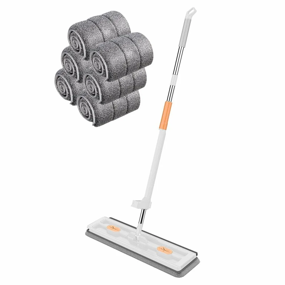 Mop do czyszczenia AMZLORD 360 obrotowy mop z mikrofibry narzędzia do czyszczenia gospodarstwa domowego (biały z 6 szt. szmatką)