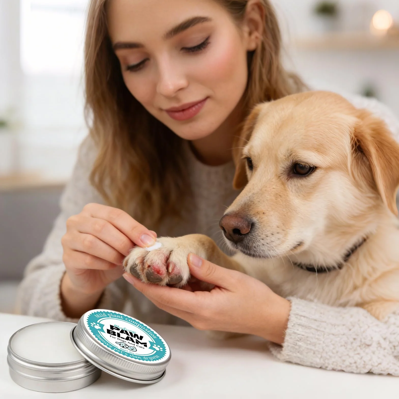 Paw Wax for Dogs, Natural Lick-Safe Moisturizing Soothing Cream, Dog Bathing Supplies for Claw Feet Skin Care