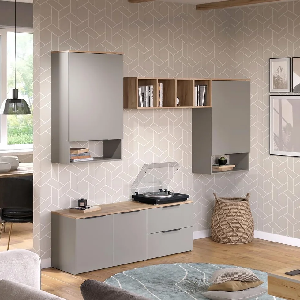 Vicco Ściana w salonie "Wido", Szary, | 5 części, compatible avec d'autres éléments de la série Wido