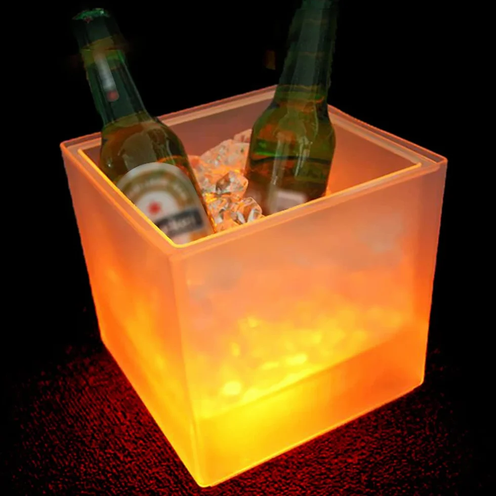 Pojemnik na lód LED, 3,5 l, chłodziarka do szampana, kolorowy LED, chłodzący szampan, szampan, wino, piwo, na imprezę, do baru lub klubu