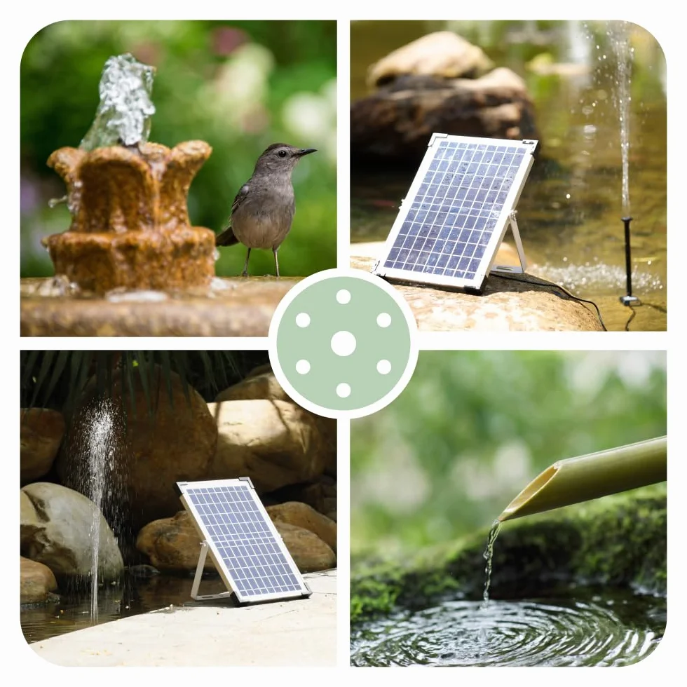 Słoneczna pompa wodna, 10W Solar Wody Wysokość 200 cm,z panelem słonecznym i 3 dyszami do kąpieli ptaków, akwarium, mały staw, ogród