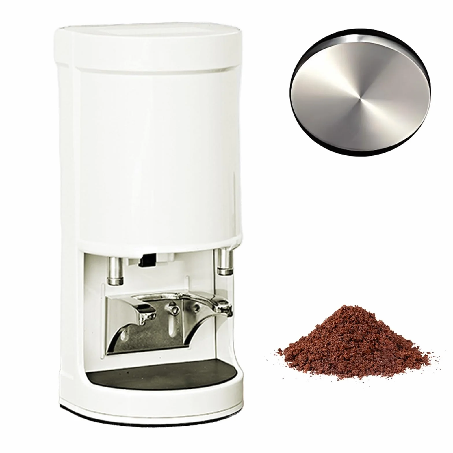Komercyjny Ubijak do Kawy,Elektryczny Prasa do Kawy Mielonej,Automatyczny Ubijak do Espresso, do Codziennego Użytku w Profesjonalnej Kawiarni(White,Flat)