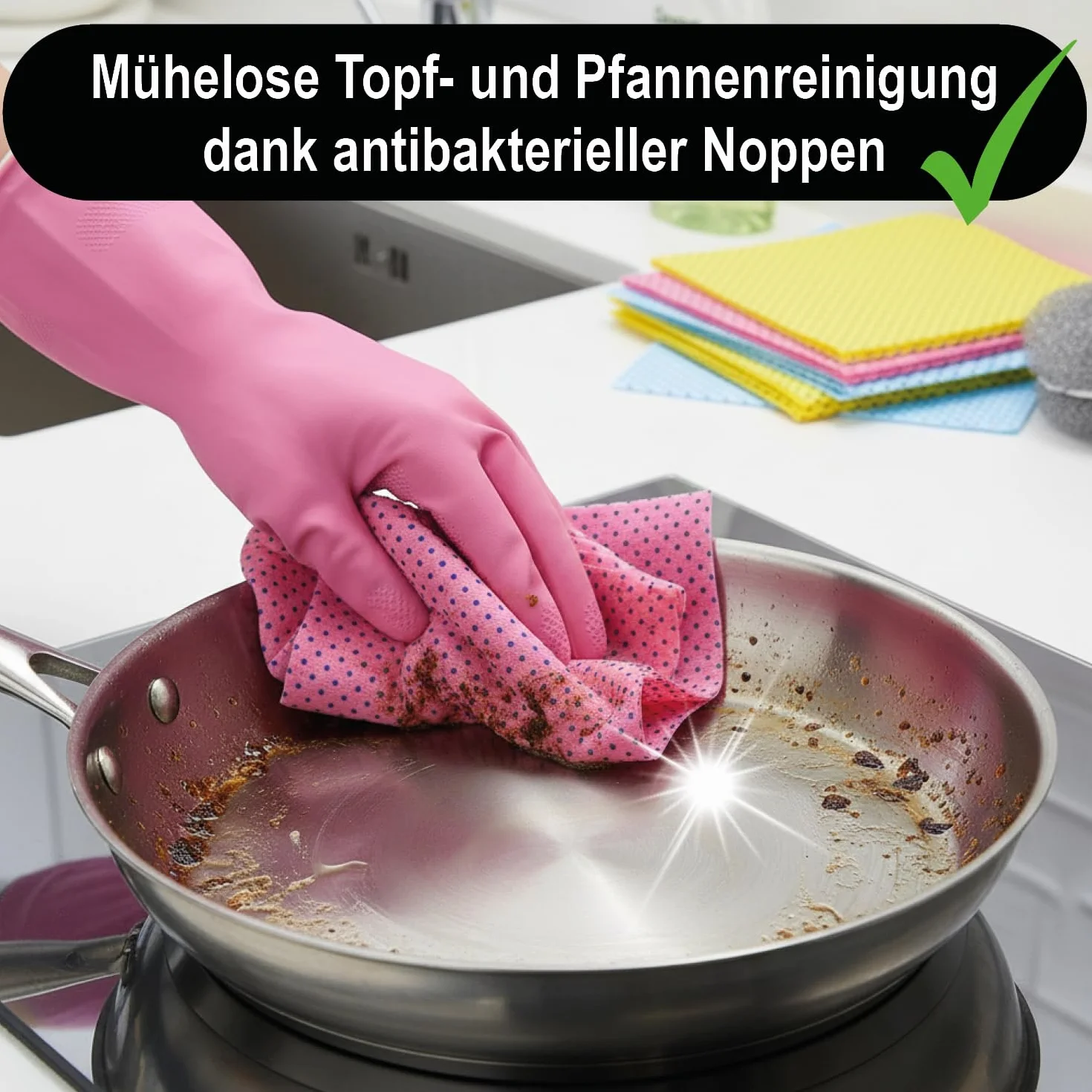 com-four® 24x sciereczki do czyszczenia z wypustkami – wytrzymale szmatki na uporczywy brud – antybakteryjne wielorazowe sciereczki do kuchni, lazienki i domu (24 sztuki - cwieki)
