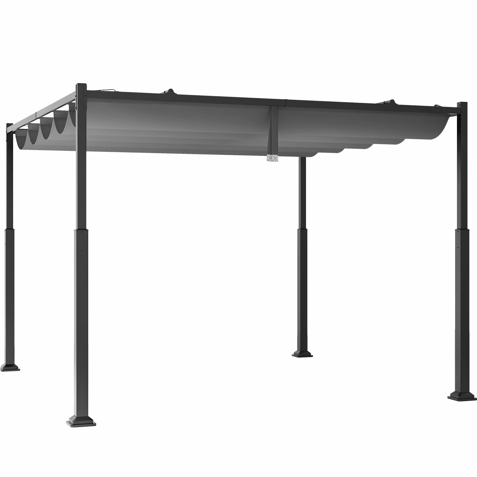 COSTWAY Pergola z przesuwnym dachem, pawilon 3,1 x 3,1 m, wodoszczelny, stabilny, odporny na zimę, pawilon ogrodowy z wytrzymałymi metalowymi kolumnami, na taras, do ogrodu, na taras