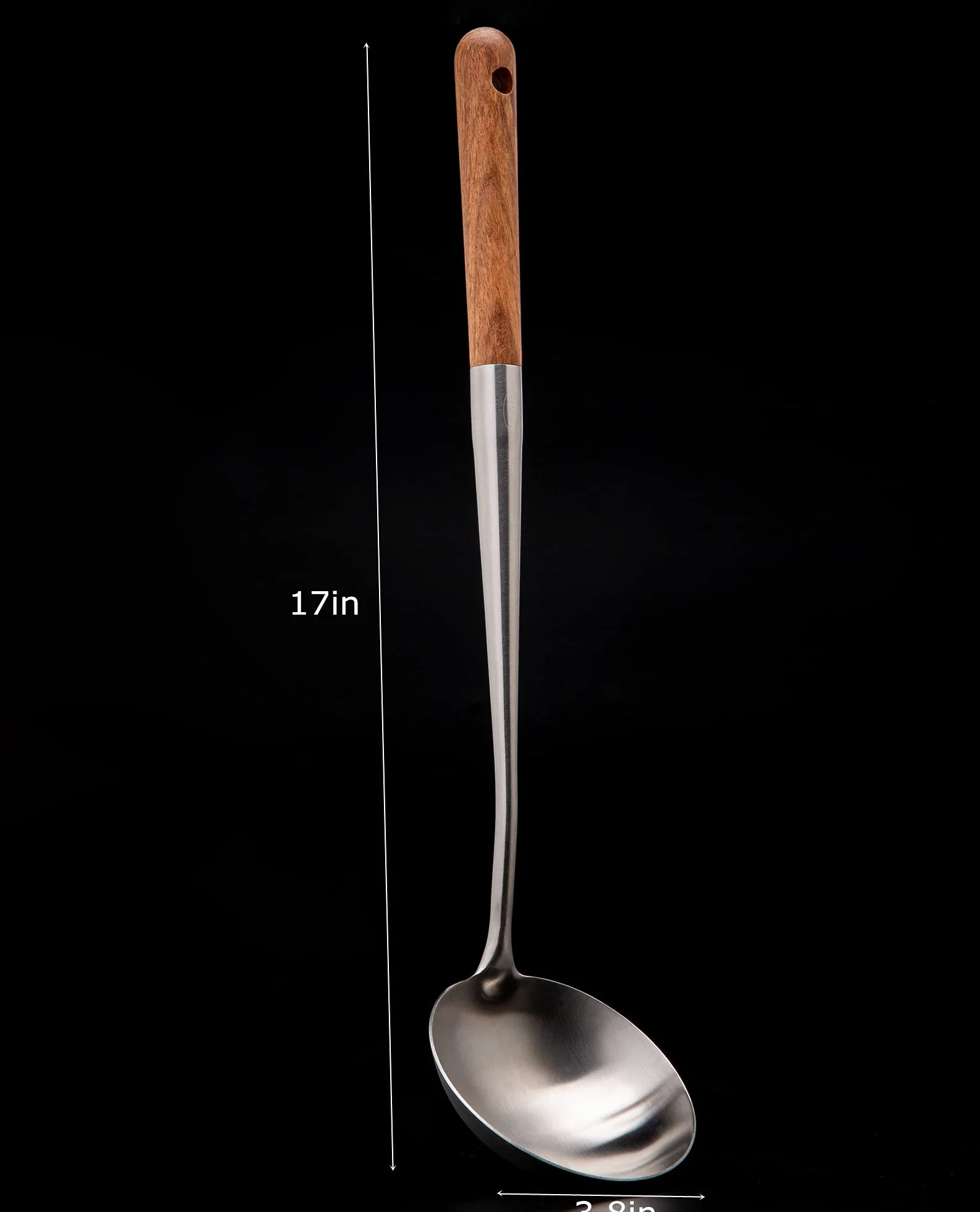 Chochla do zupy Wok, stal nierdzewna 304 z drewnianym uchwytem, 43 cm
