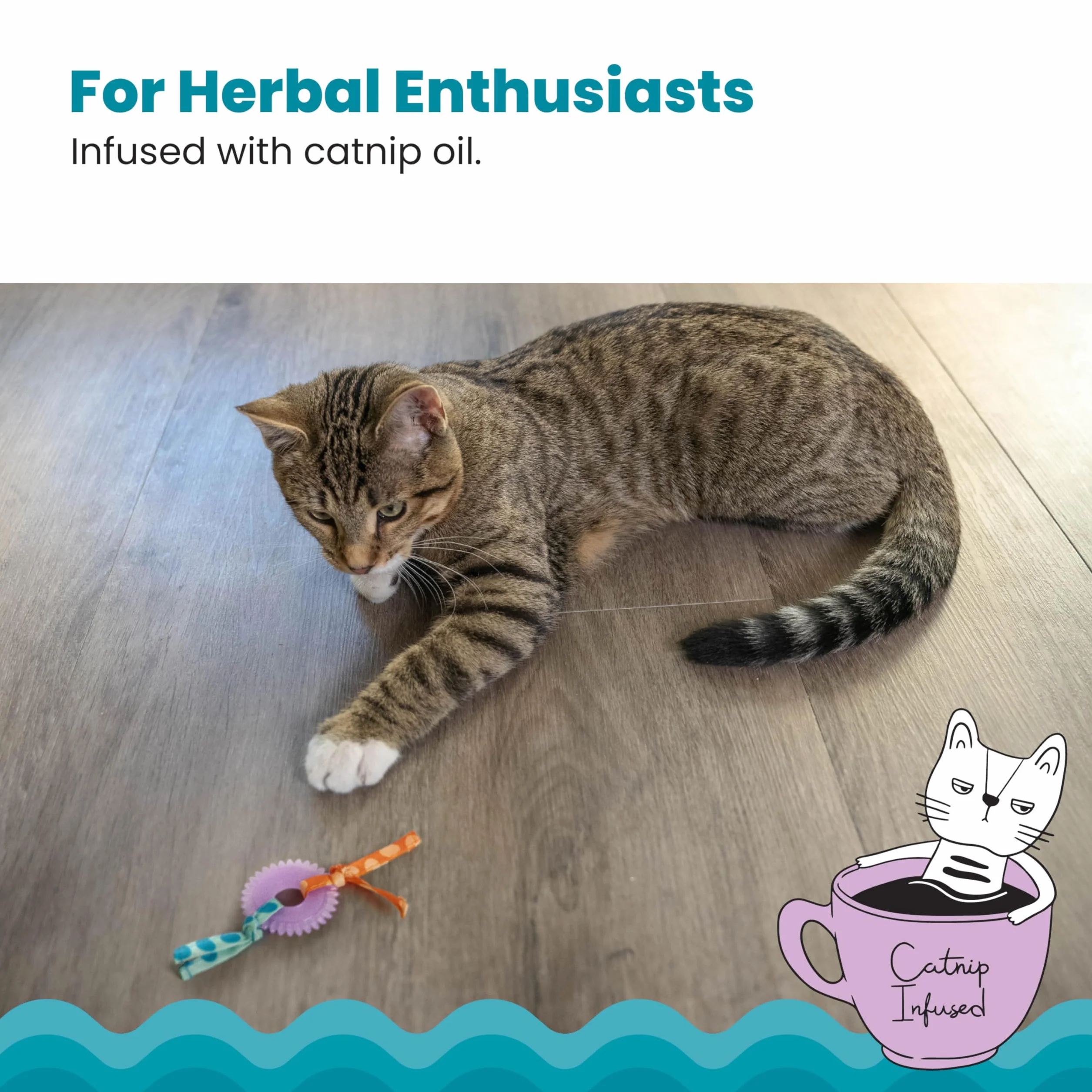 Petstages Dental Kitty Chew Wheel Zabawka dla kotów z kocimiętką wielobarwna